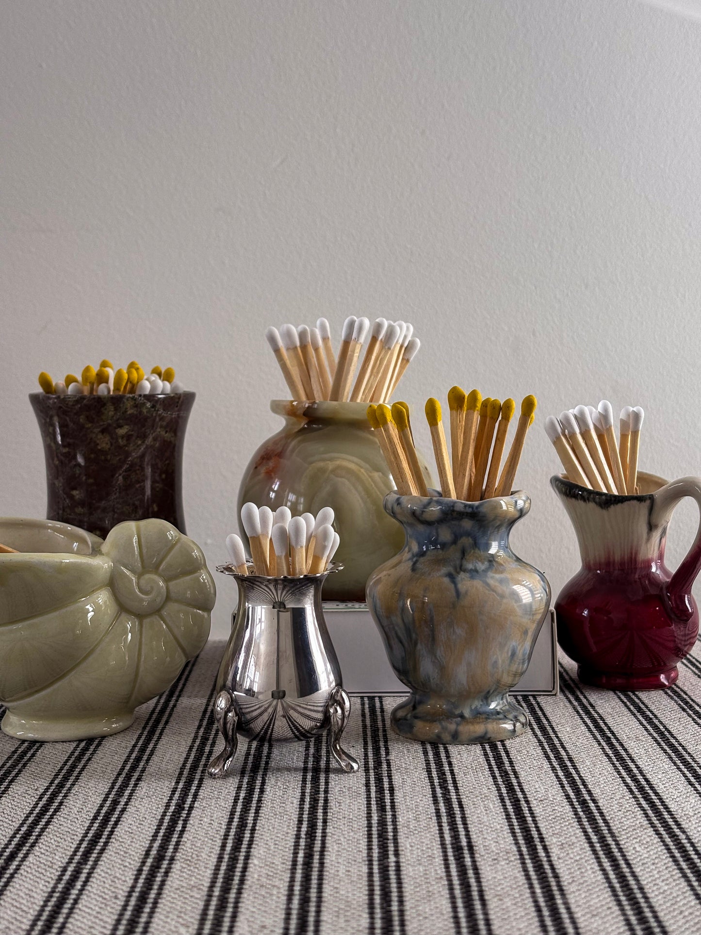 Vintage Studio Pottery Ruffled Edge Matchstick Holder – Glazed Ceramic