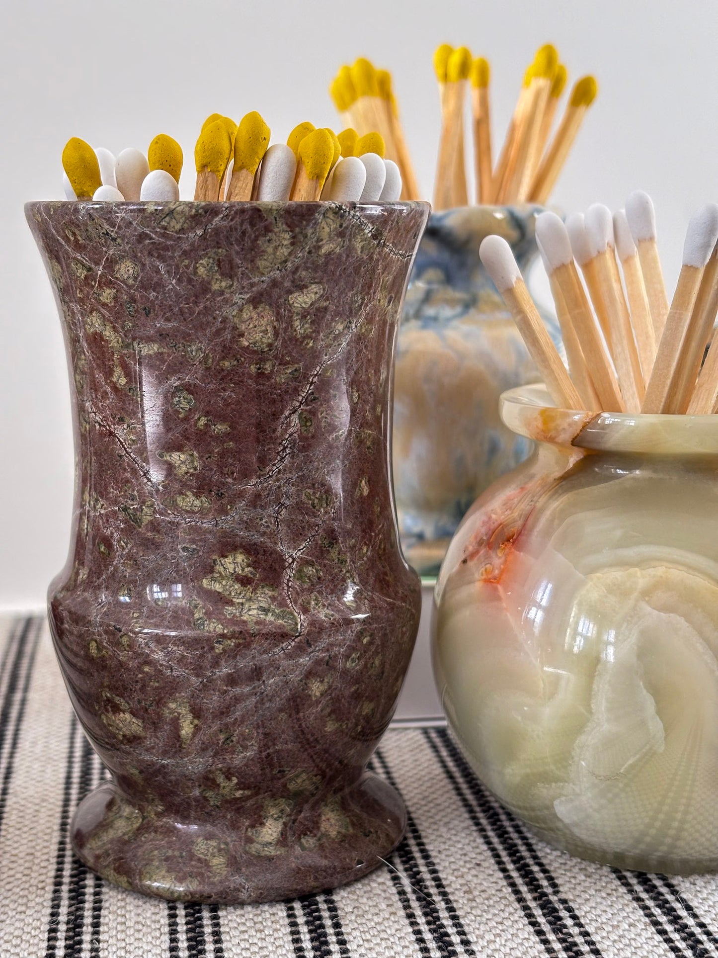 Serpentine Stone Matchstick Holder