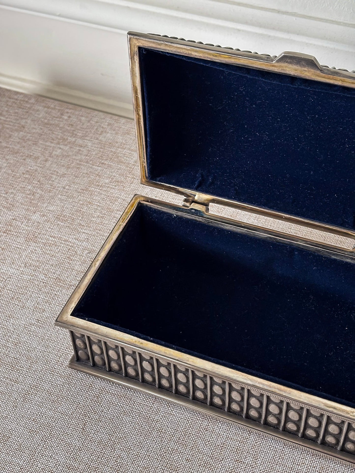 Silver-Plated Beaded Jewellery Trinket Box