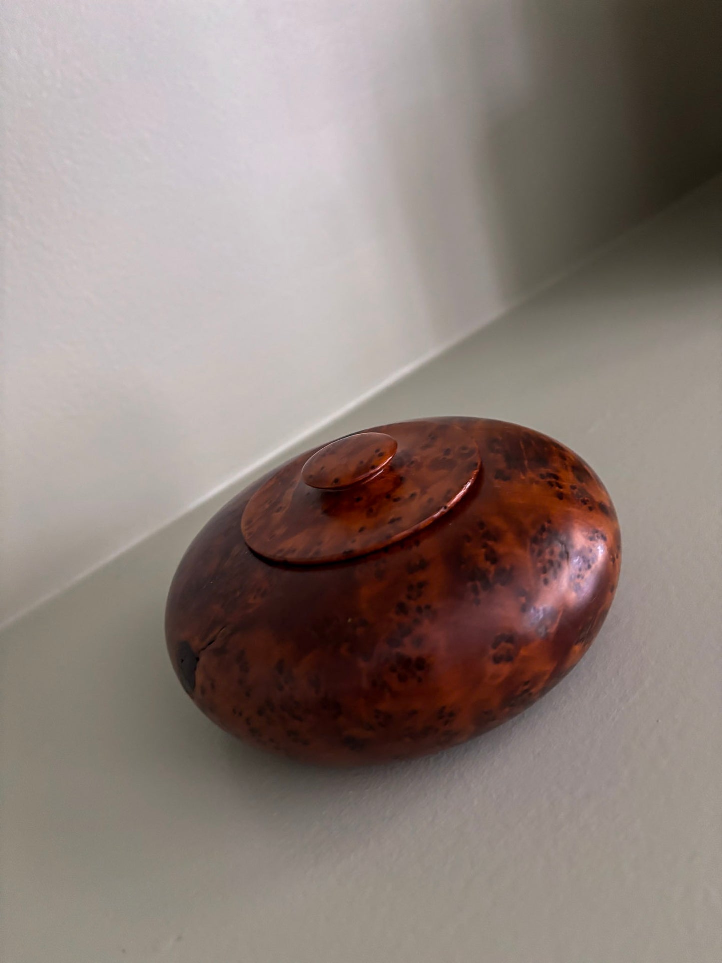 Vintage Thuya Burr Wood Lidded Pot