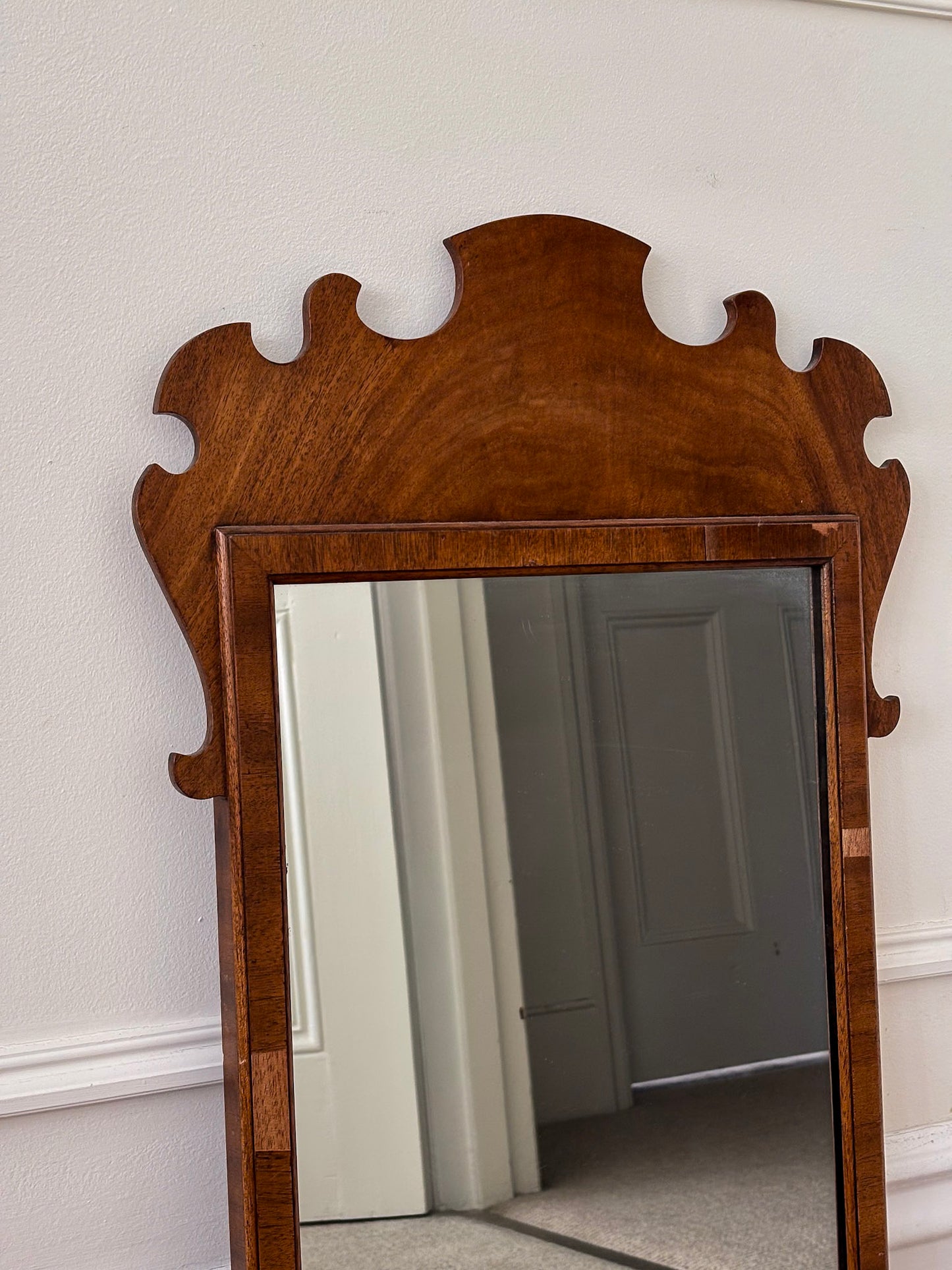 Reprodux Chippendale Revival Mirror | English Walnut Veneer Wall Mirror