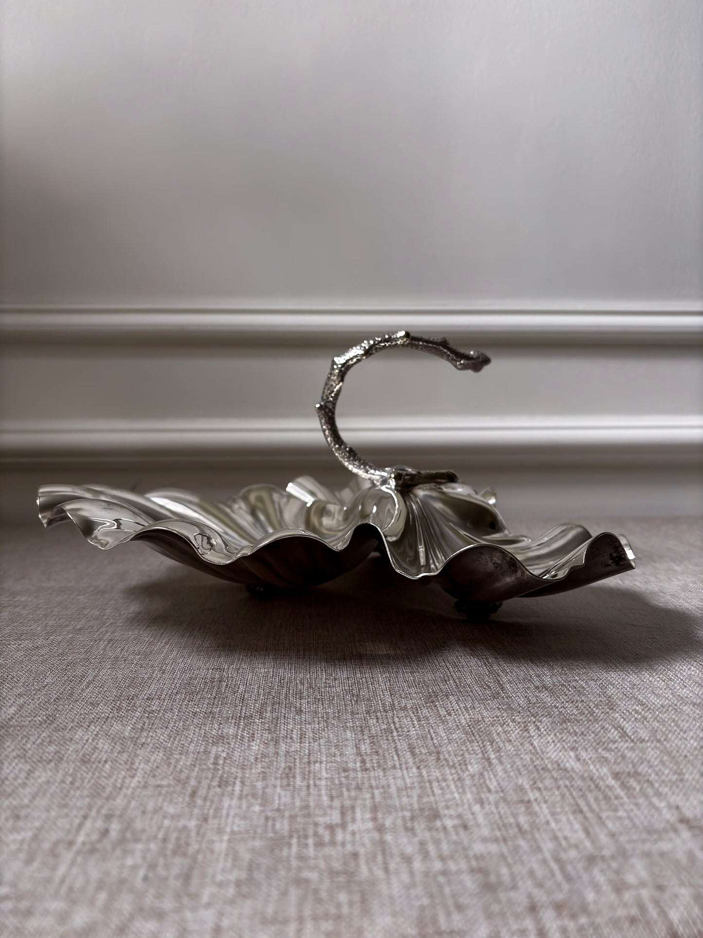 Vintage D&A EPNS Silver Plated Shell Dish | Sculptural Italian Centrepiece Bowl