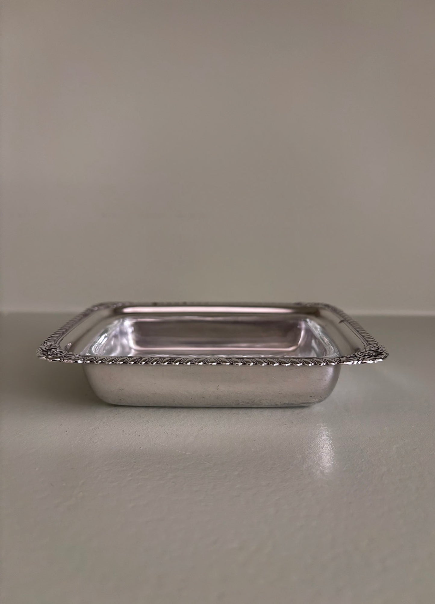Silver-Plated Soap Dish with Cut Glass Insert