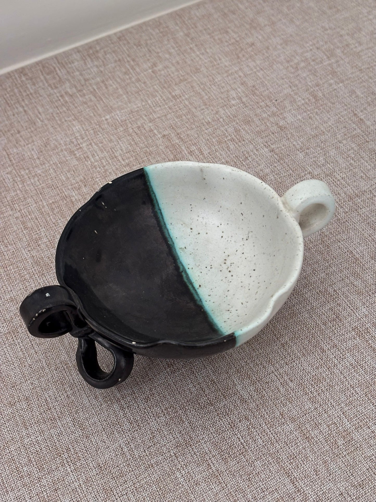 Vintage Vallauris Ceramic Bowl | Black & White Sculptural French Pottery