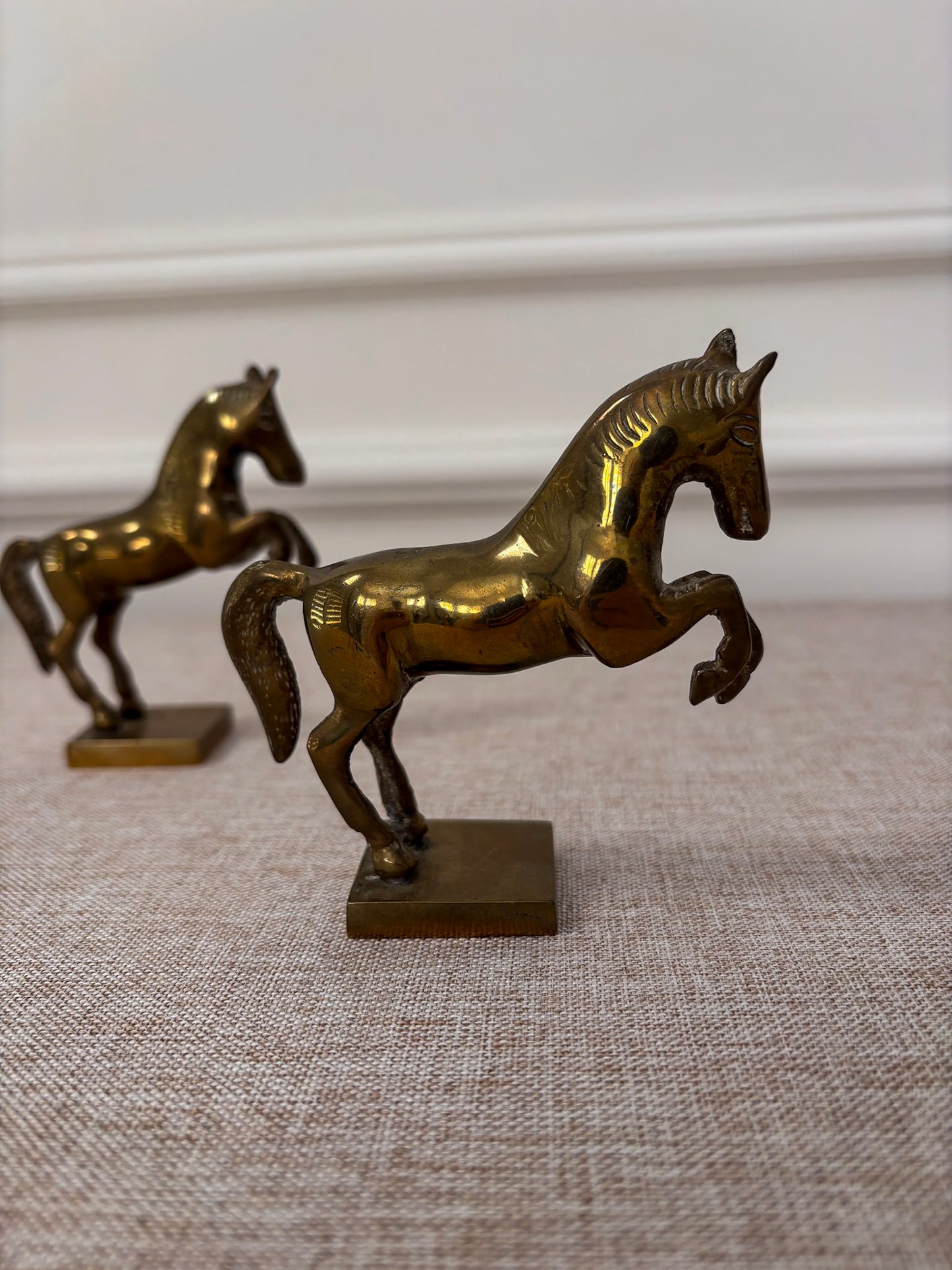 Vintage Brass Horse Bookends