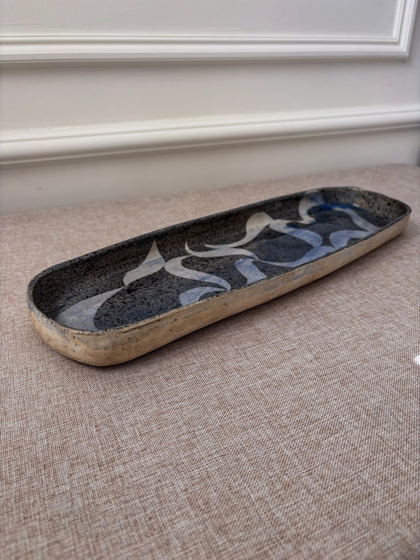 Mid Century Studio Pottery Ribbon Tray/ Plate