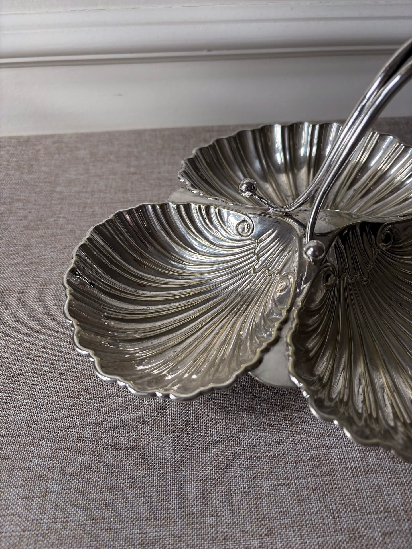 Triple Shell Silver-Plated Serving Dish