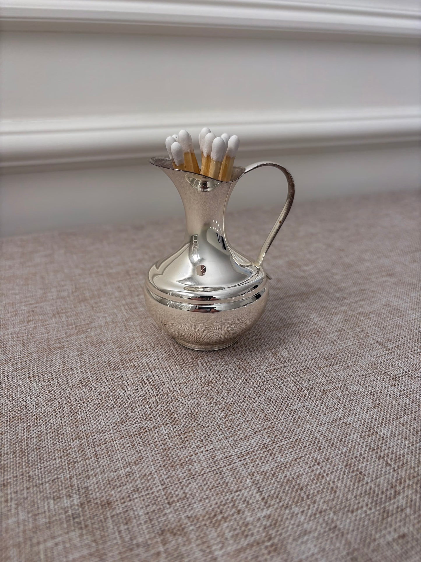 Silver-Plated Mini Jug, Small Decorative Pitcher or Match Holder