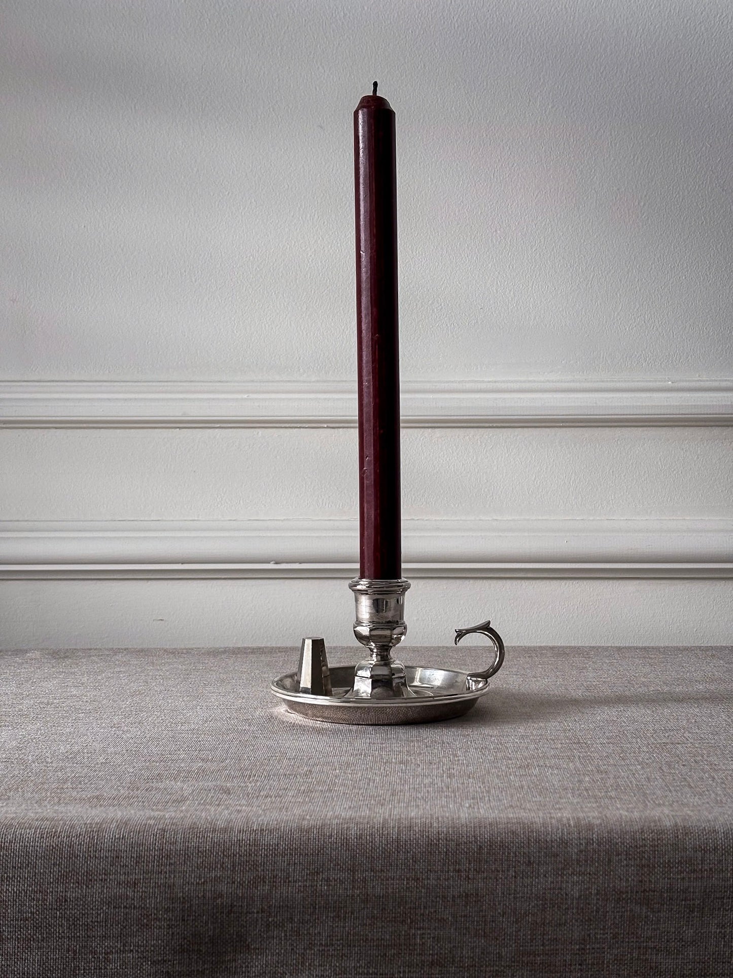 Silver-Plated Chamberstick Candle Holder with Snuffer