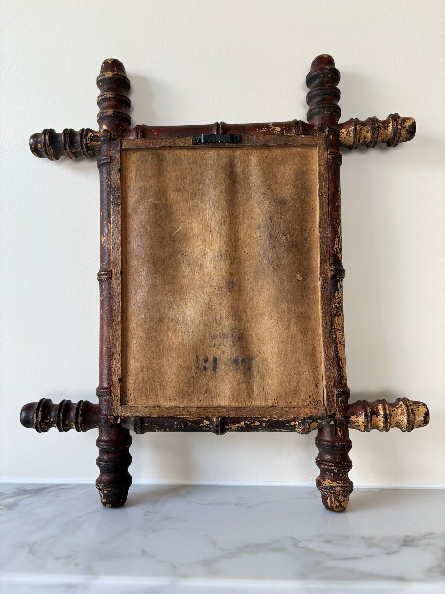 Small Antique French Faux Bamboo Mirror