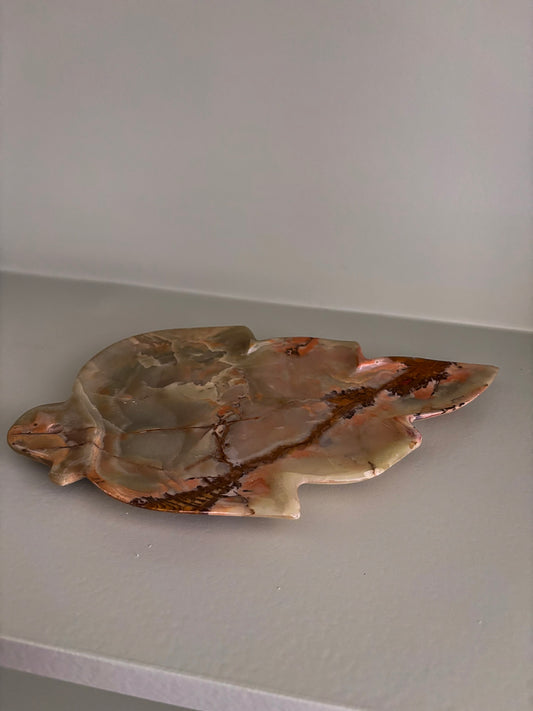 Onyx Leaf Incense Holder – Natural Stone Trinket Tray