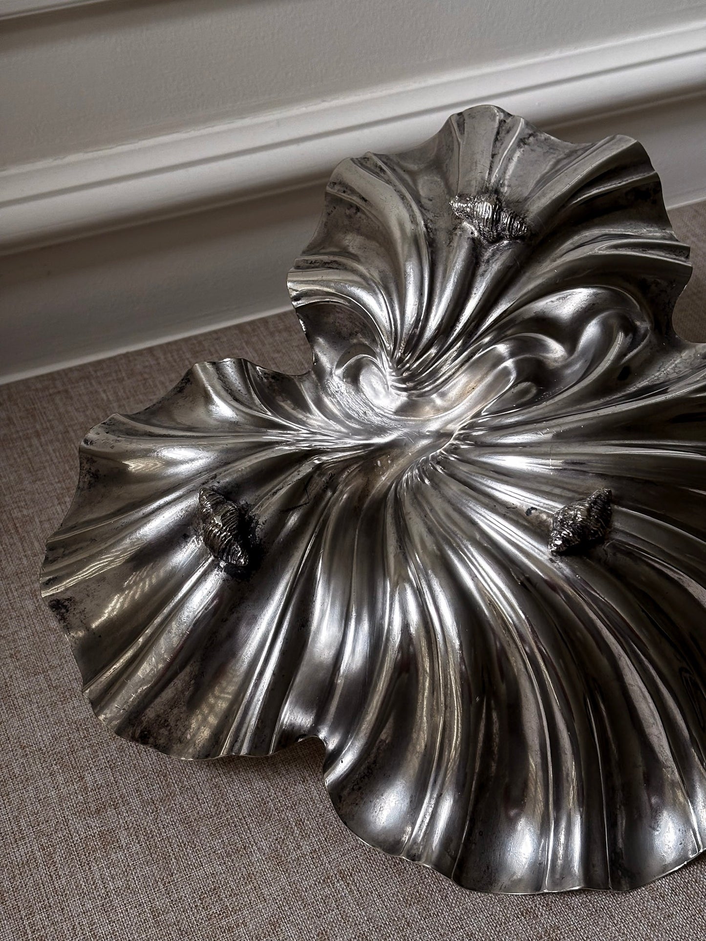 Vintage D&A EPNS Silver Plated Shell Dish | Sculptural Italian Centrepiece Bowl