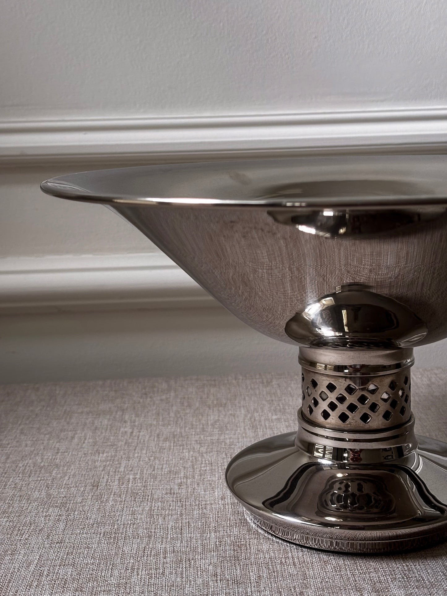 Vintage Silver Pedestal Bowl | Modernist Silver Centrepiece Bowl