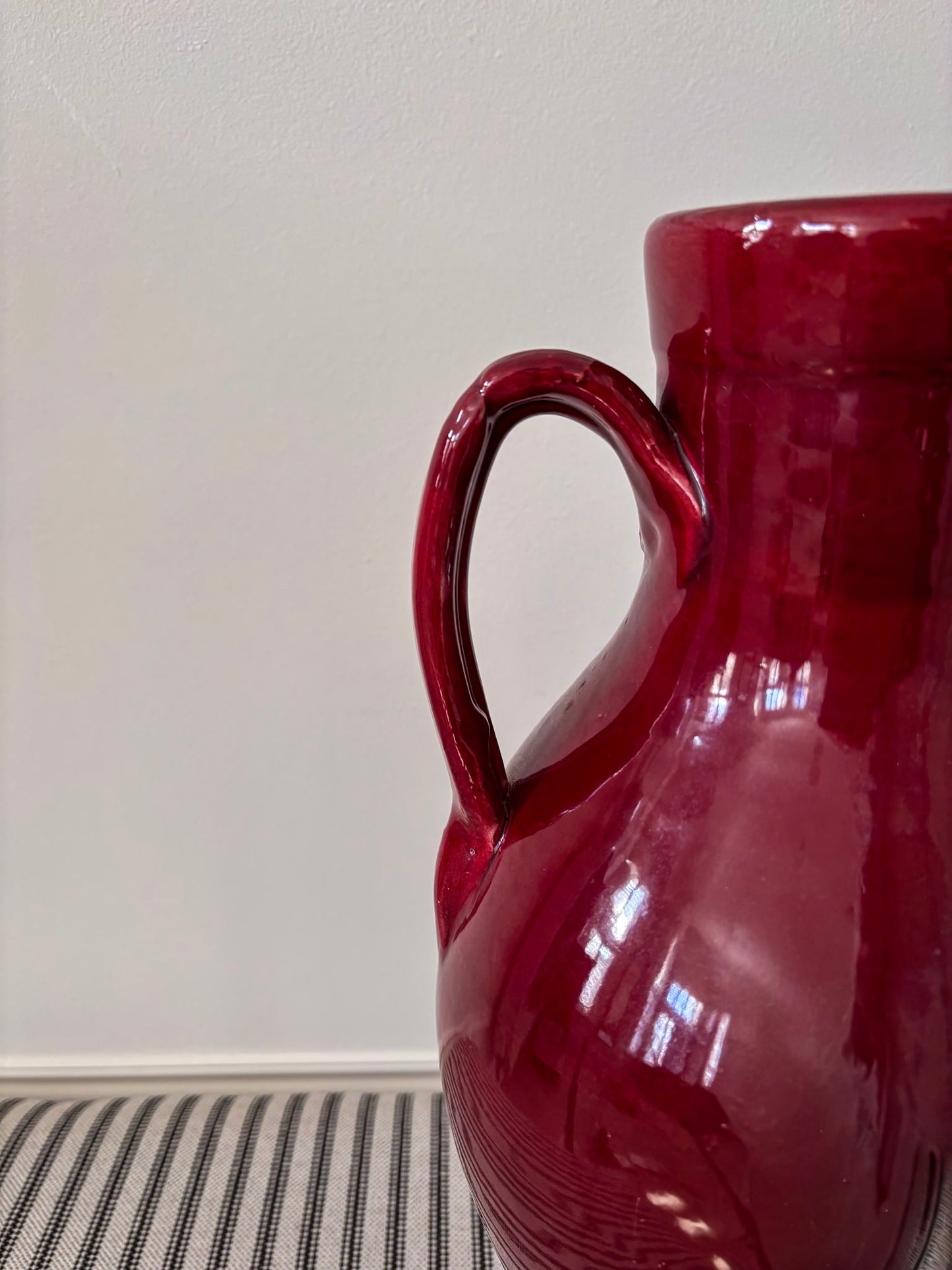 Nicola Fasano Red Glazed Dual-Handle Large Vase – Italian Studio Pottery Accent Piece