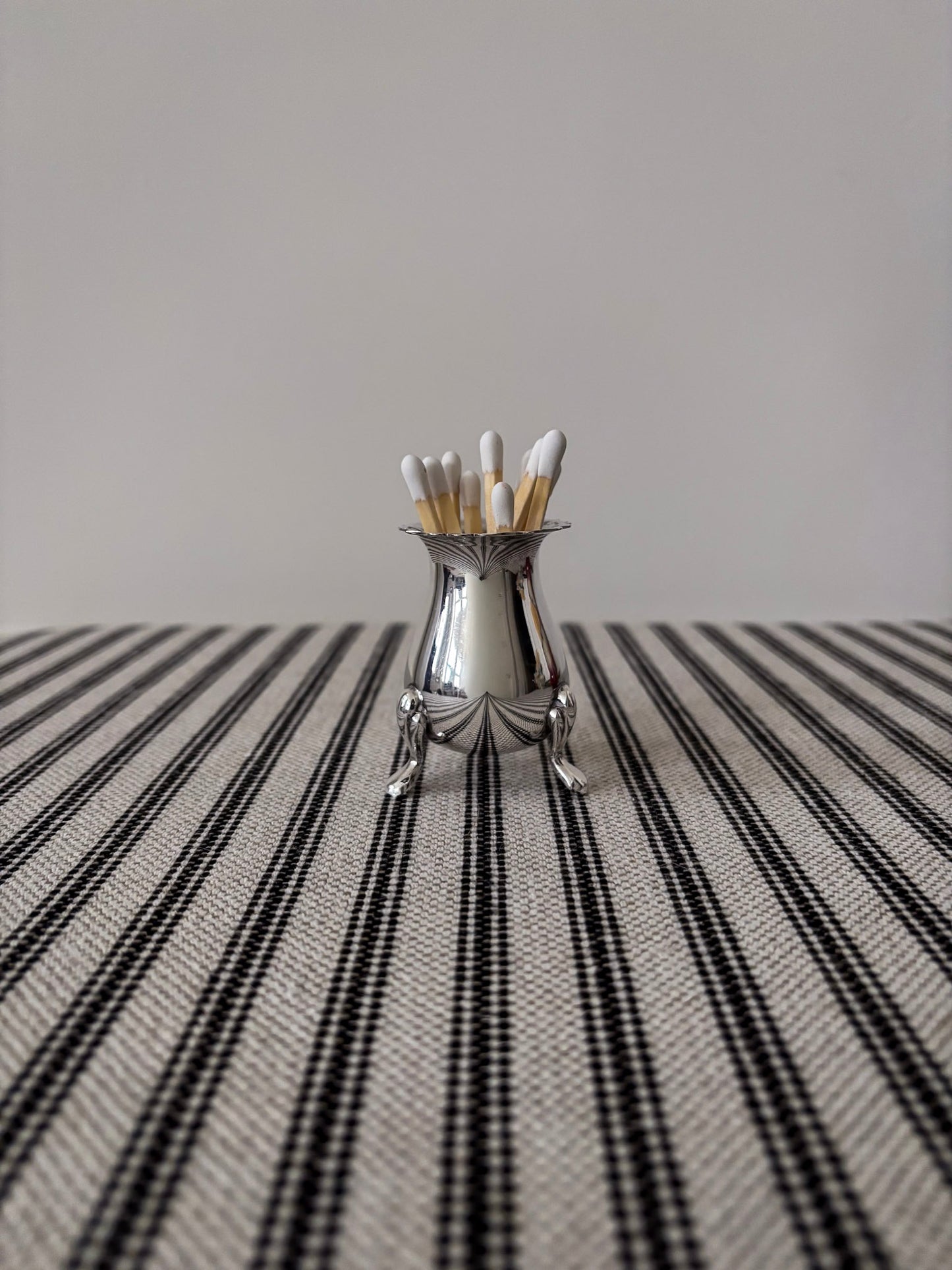 Silver-Plated Footed Vessel Matchstick Holder