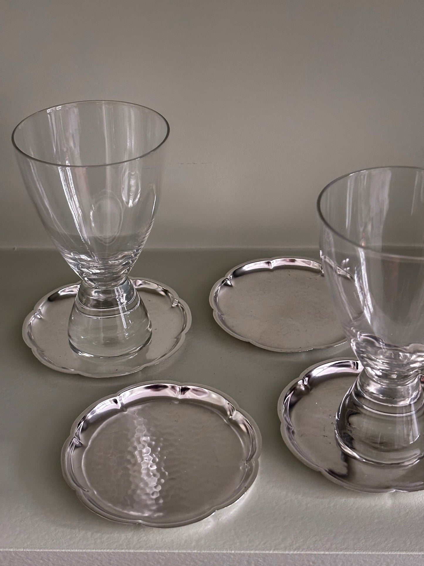 Silver-Plated Scalloped Edge Coasters - Set of Four