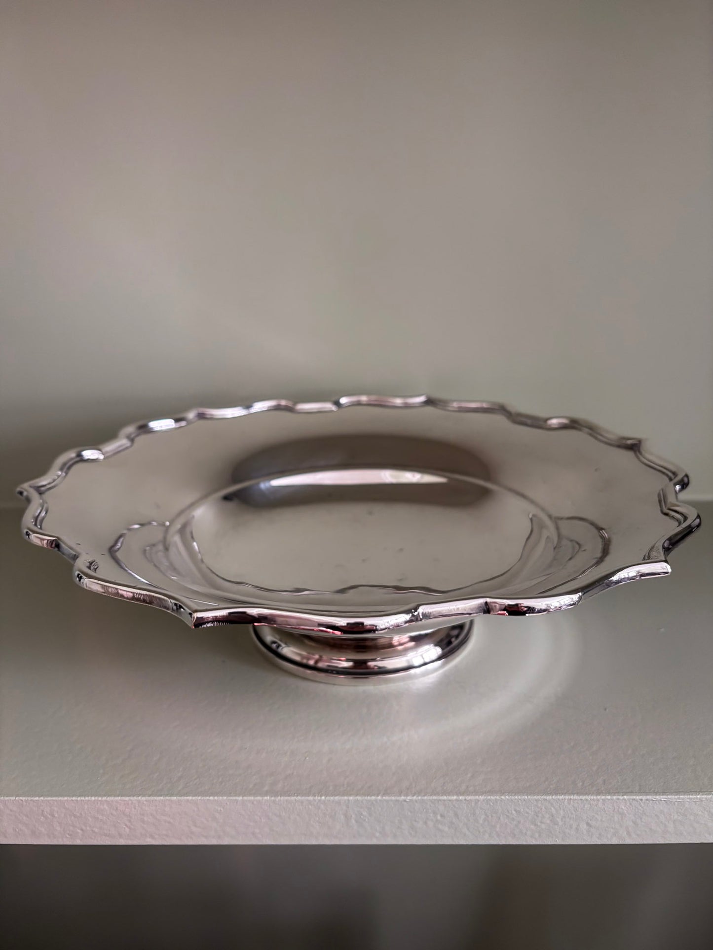 Silver Plate Scalloped Edge Tazza Pedestal Dish / Bowl