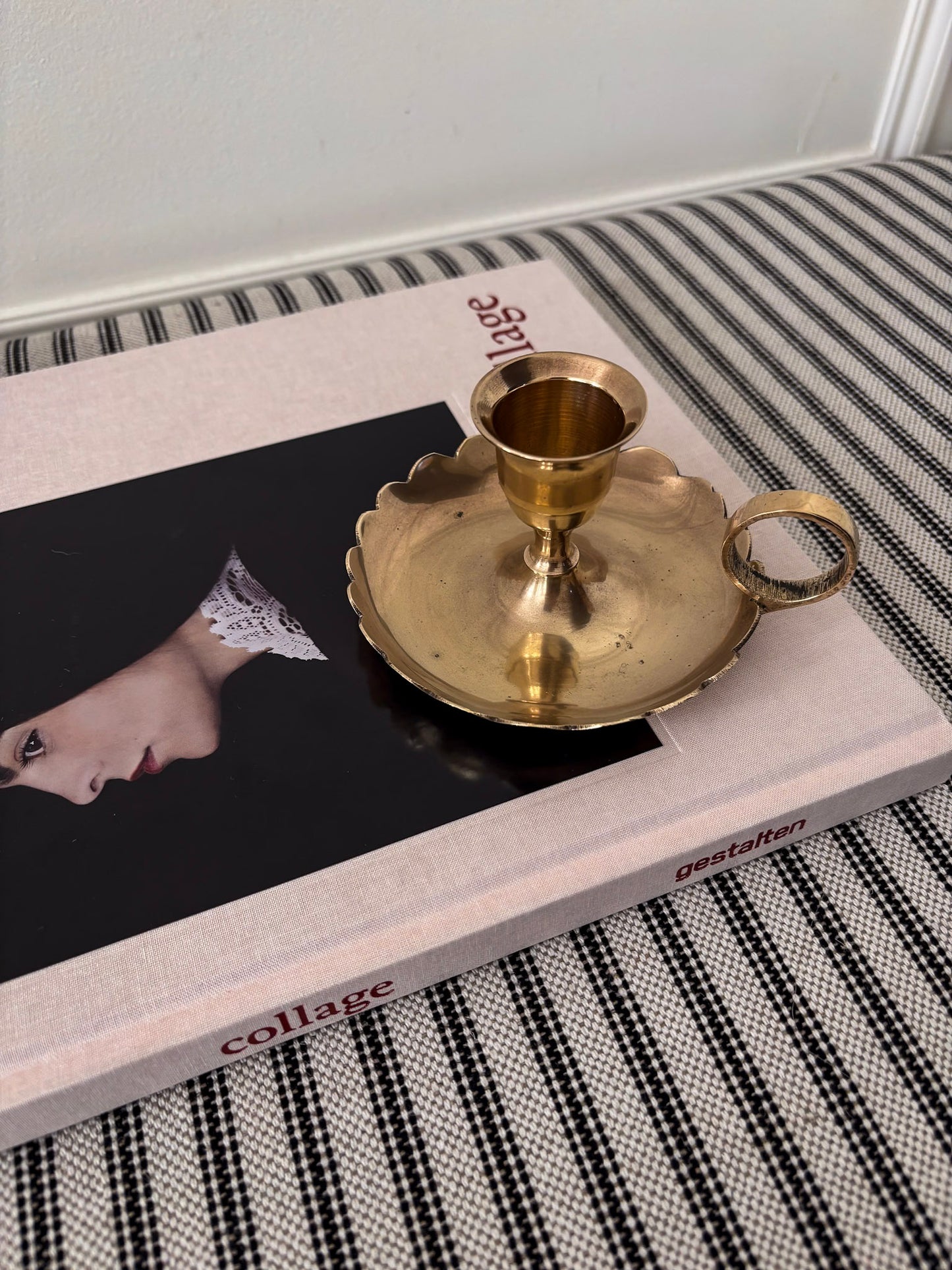 Brass Chamberstick Scalloped Candle Holder