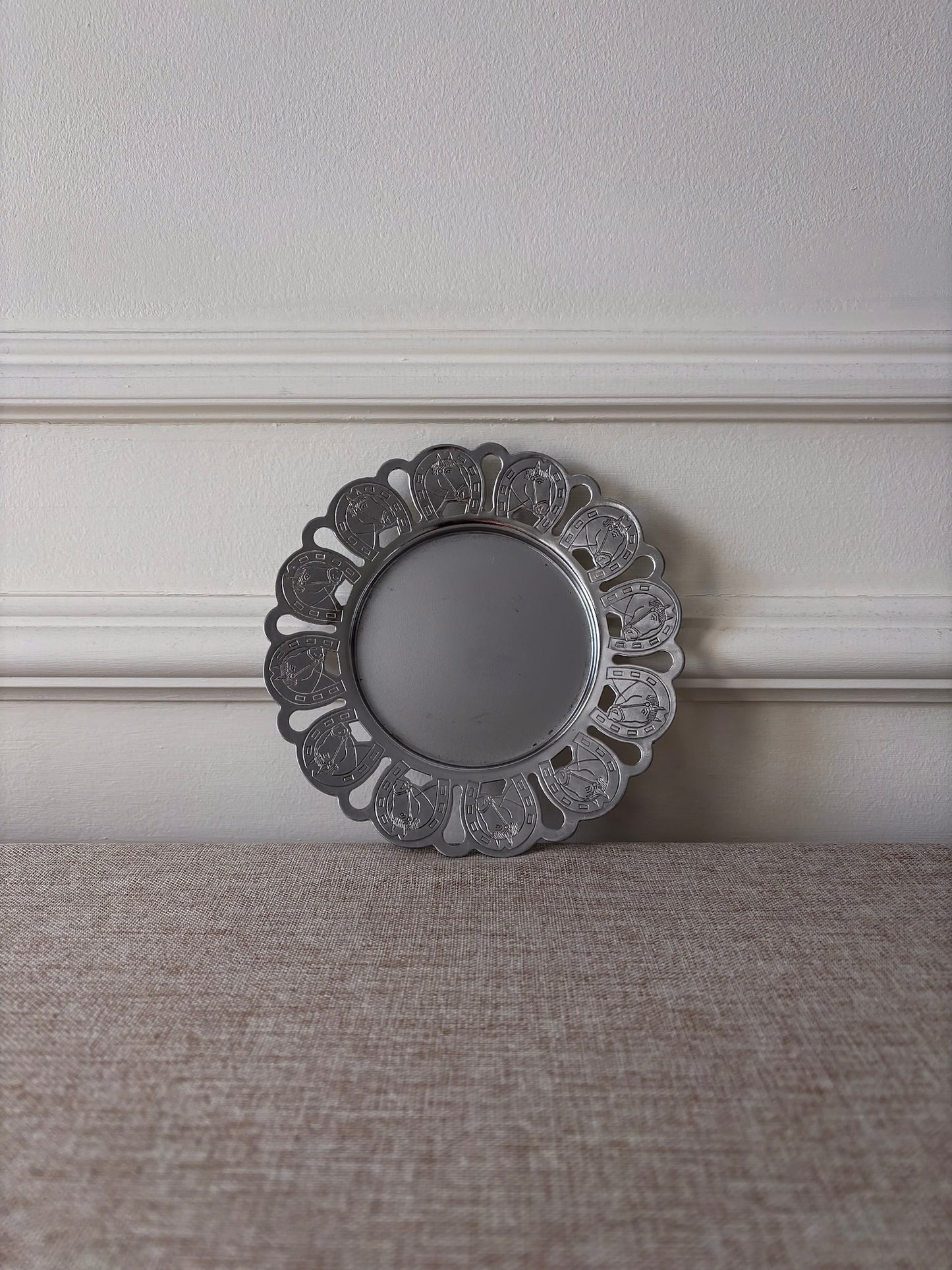 Silver-Tone Horseshoe Trinket Tray / Candle Plate