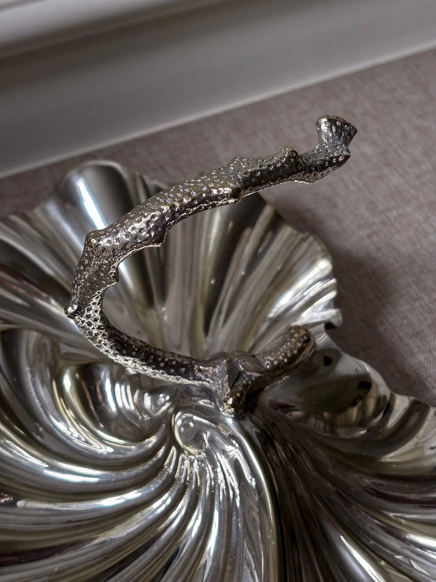 Vintage D&A EPNS Silver Plated Shell Dish | Sculptural Italian Centrepiece Bowl