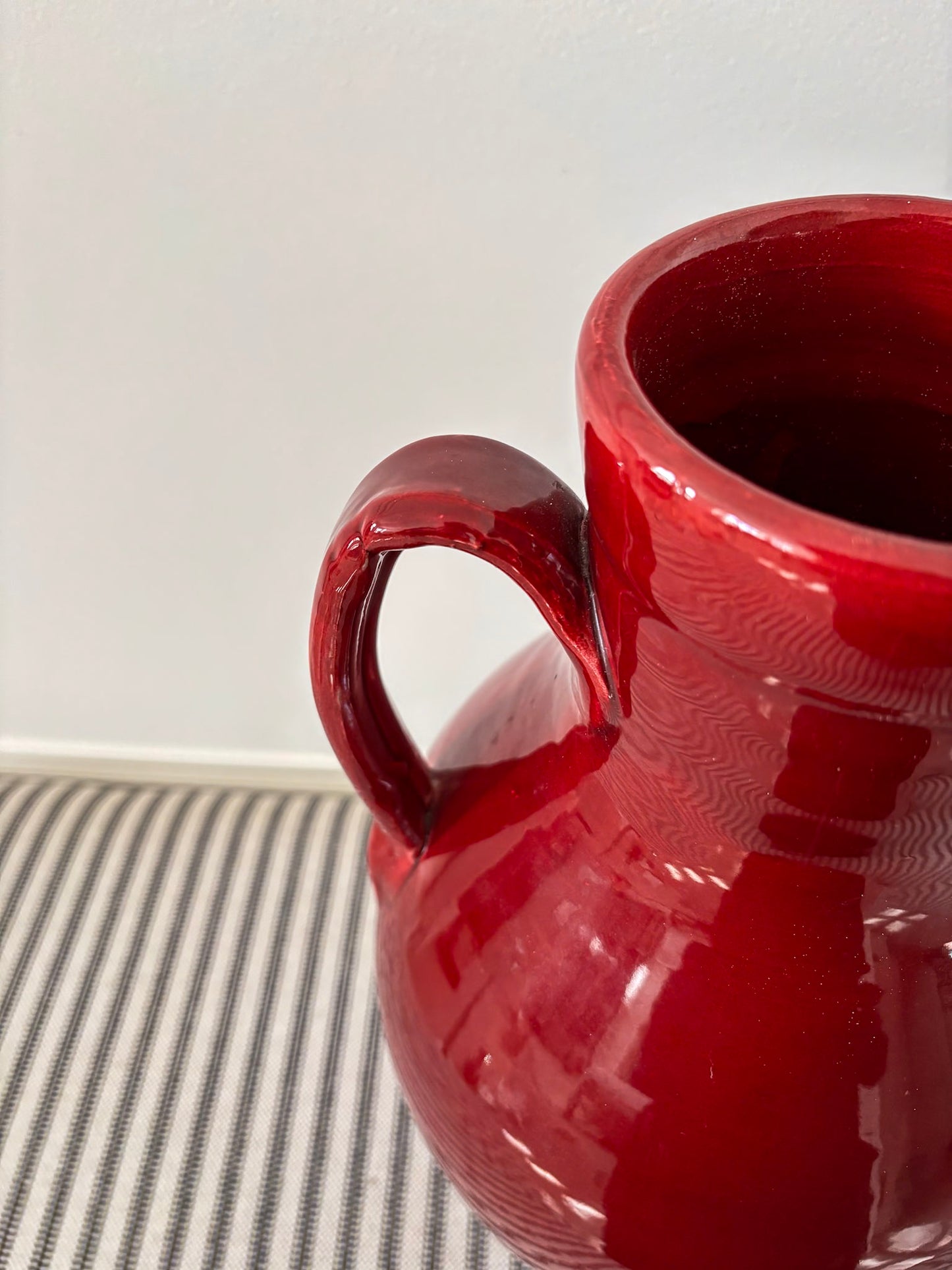 Nicola Fasano Red Glazed Dual-Handle Large Vase – Italian Studio Pottery Accent Piece