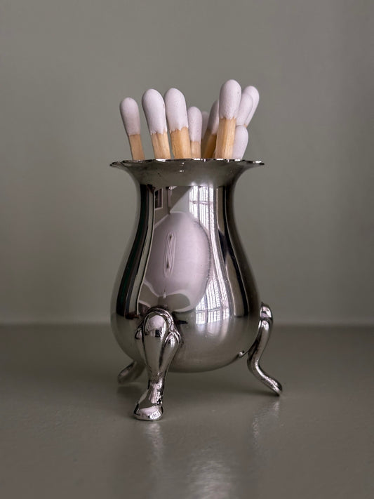 Silver-Plated Footed Vessel Matchstick Holder