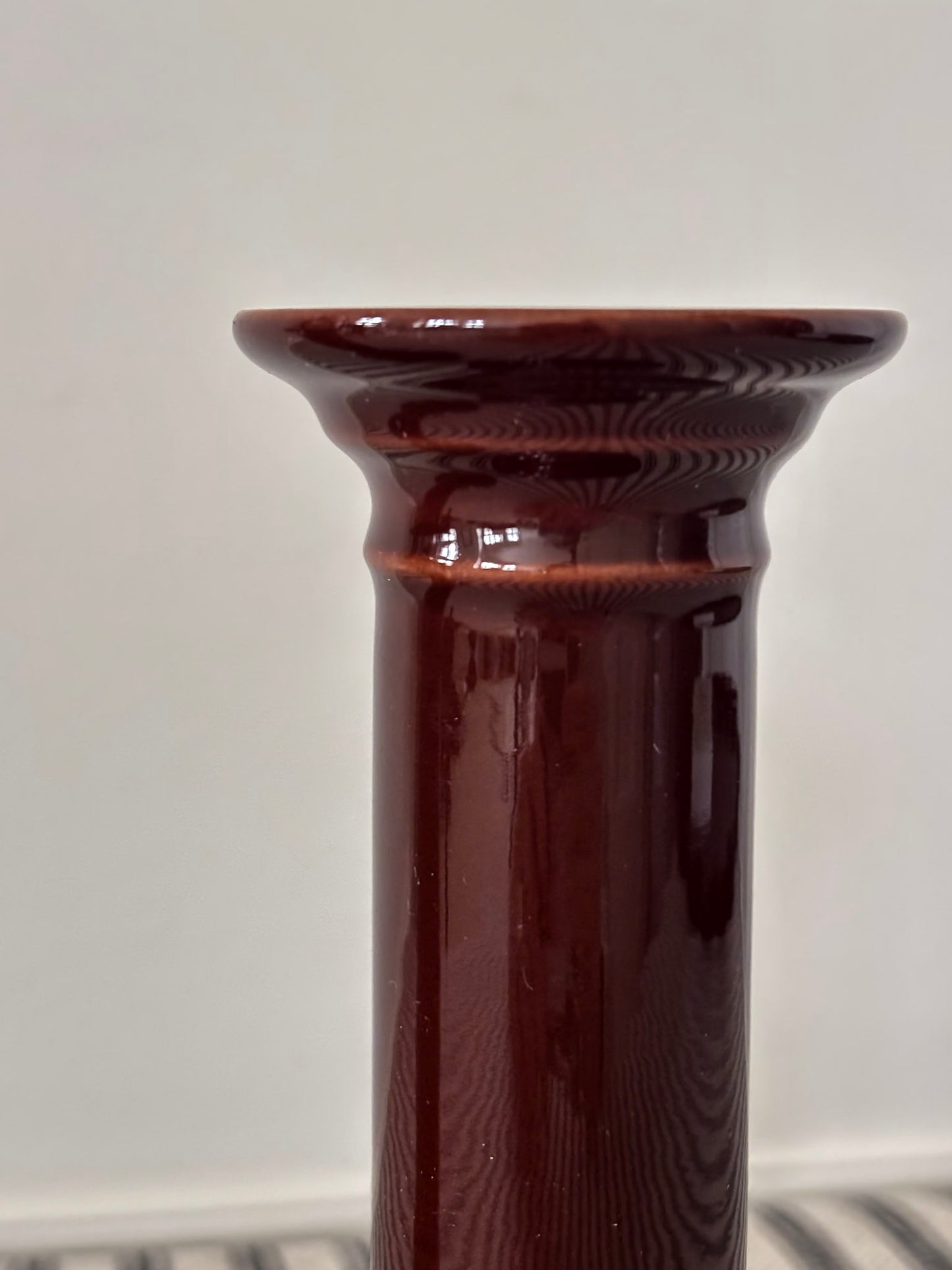 Mid-Century Brown Ceramic Candlestick Holders