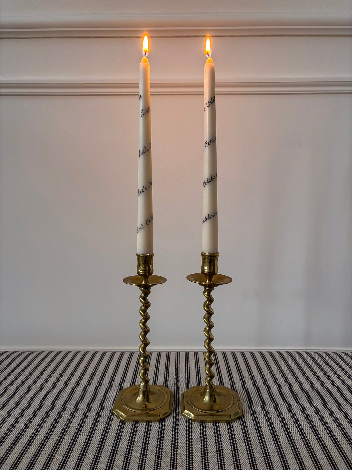 Pair of Brass Twist Candlestick Holders