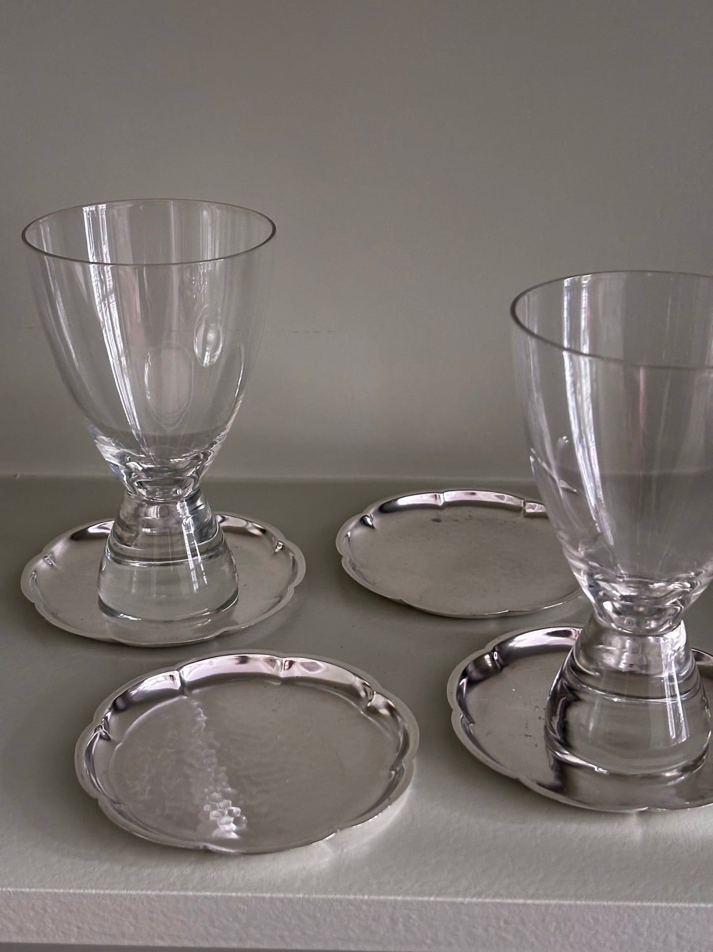 Silver-Plated Scalloped Edge Coasters - Set of Four