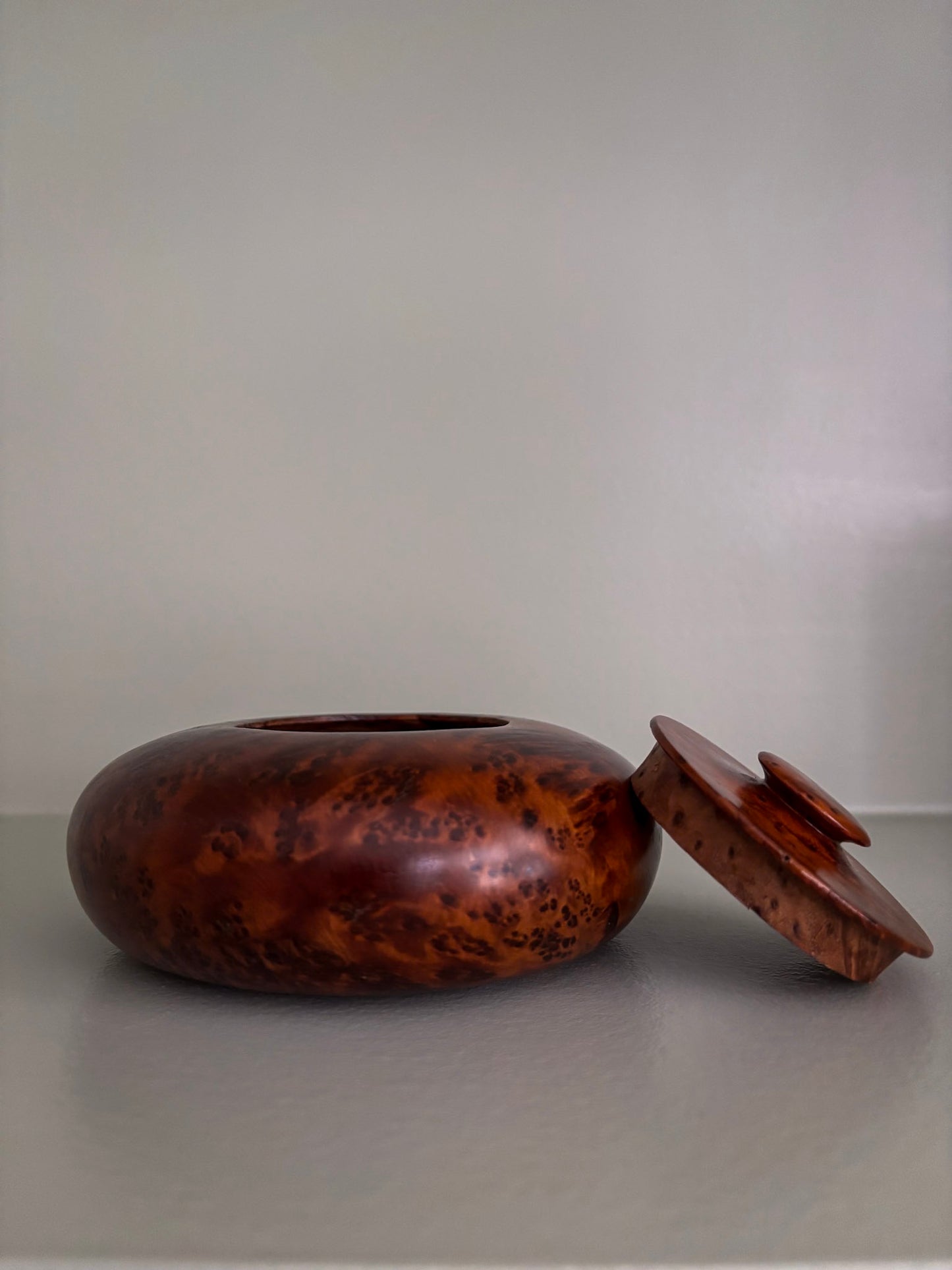 Vintage Thuya Burr Wood Lidded Pot