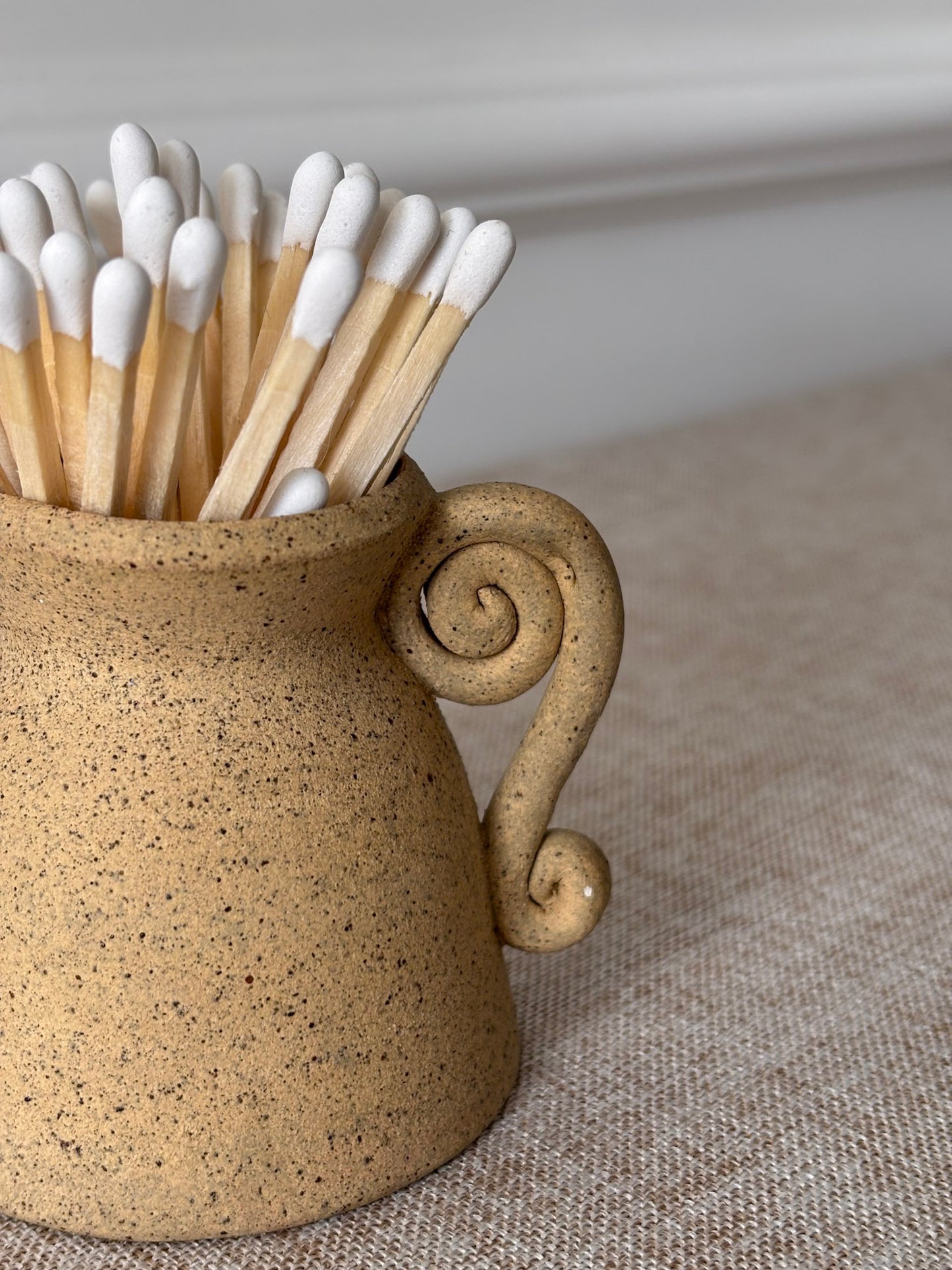 Studio Pottery Mini Matchstick Jug with Swirl Handle
