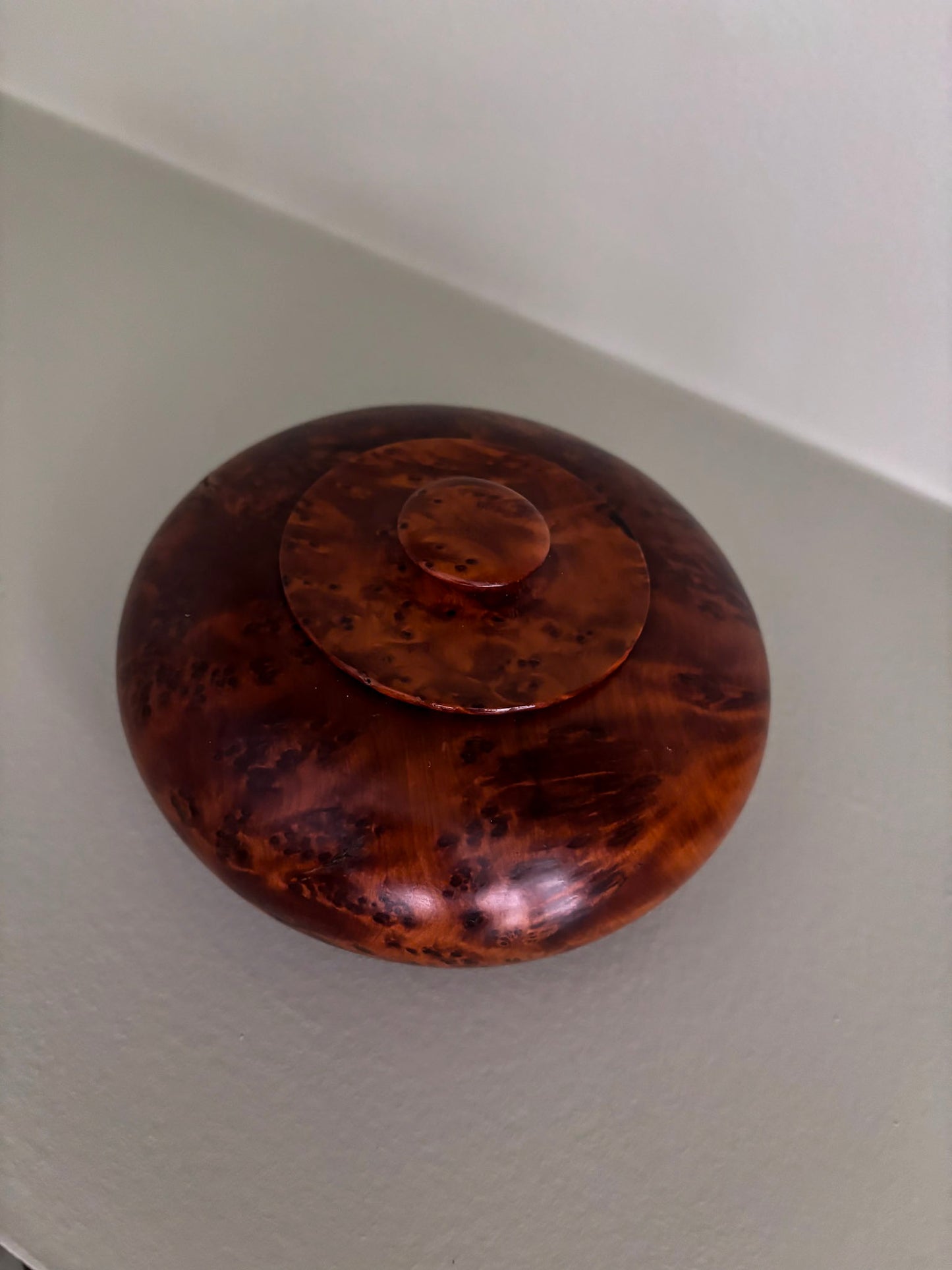Vintage Thuya Burr Wood Lidded Pot