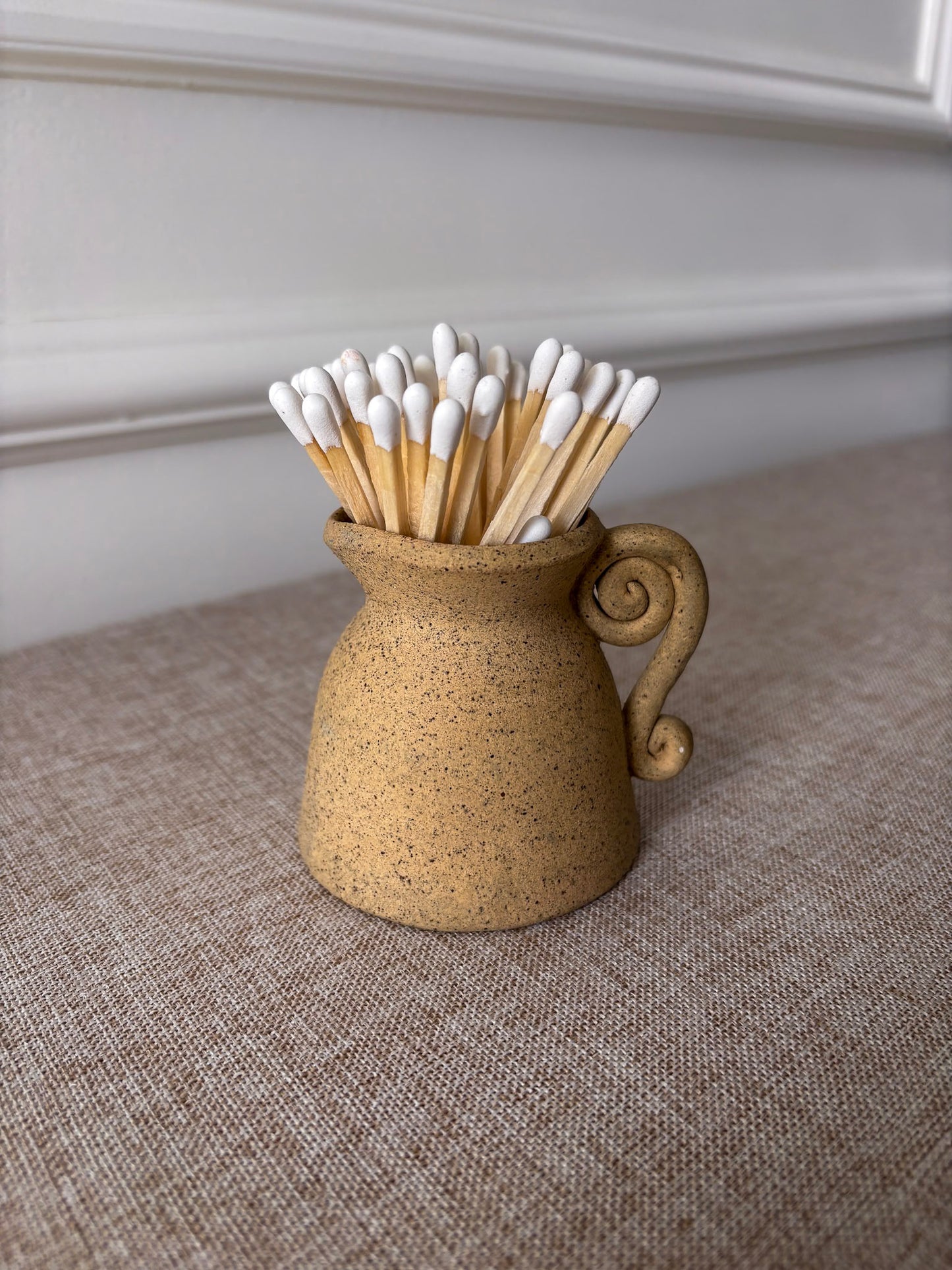Studio Pottery Mini Matchstick Jug with Swirl Handle