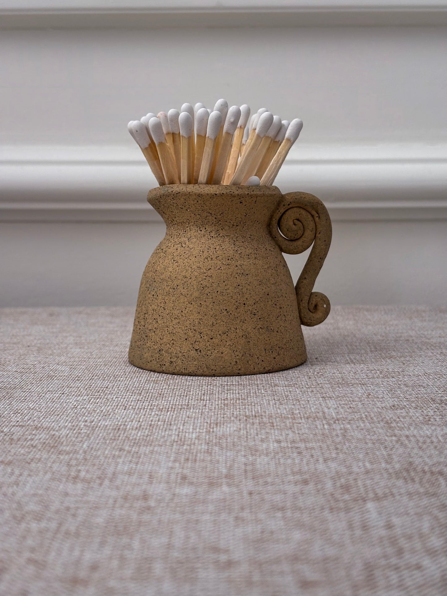 Studio Pottery Mini Matchstick Jug with Swirl Handle