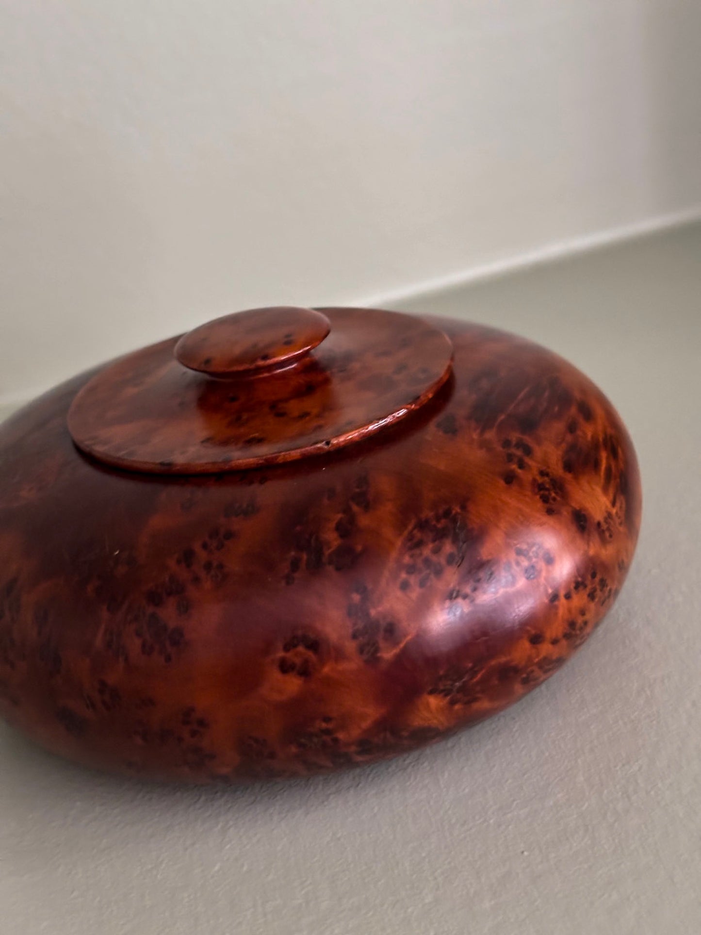 Vintage Thuya Burr Wood Lidded Pot