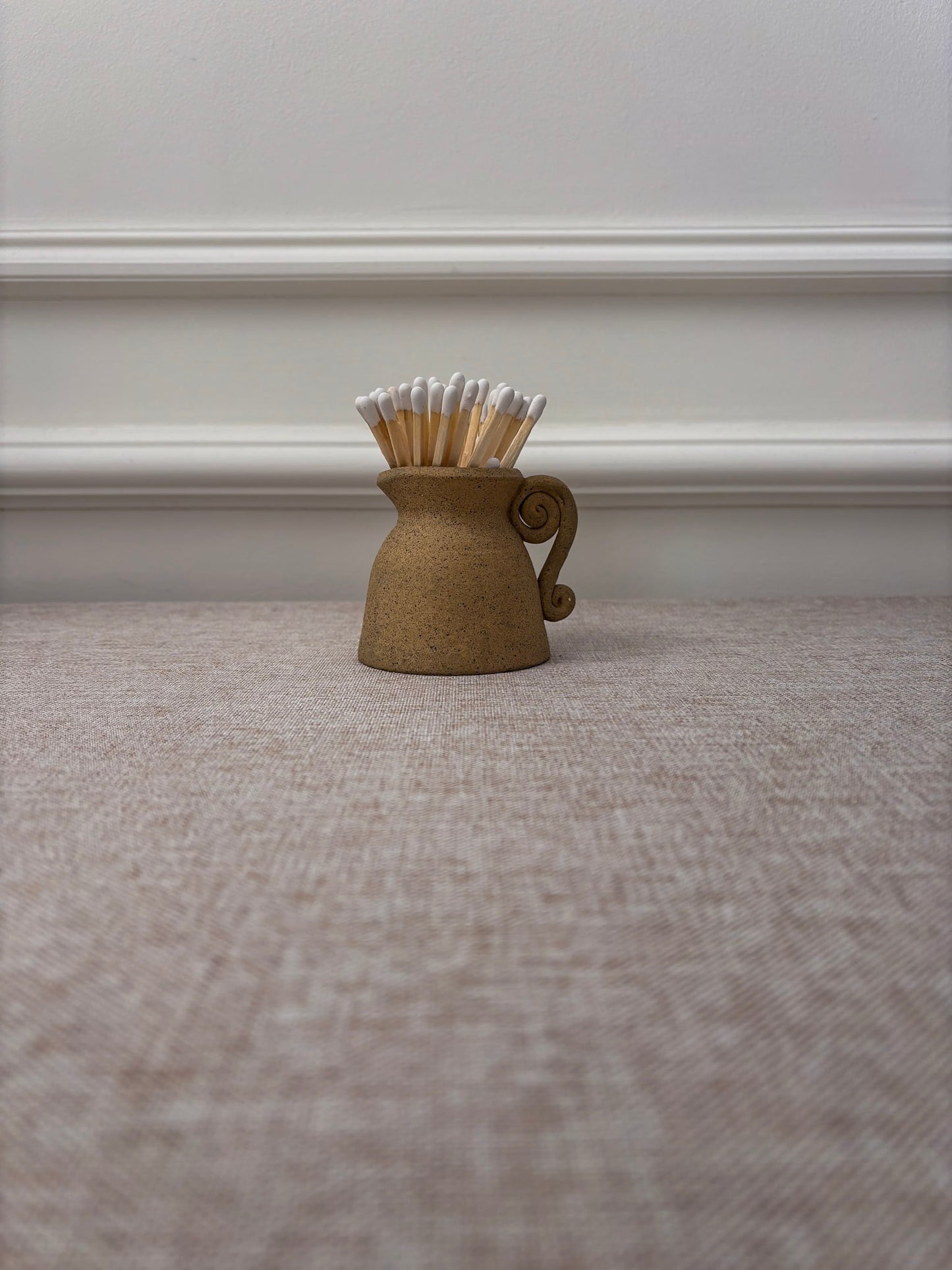 Studio Pottery Mini Matchstick Jug with Swirl Handle
