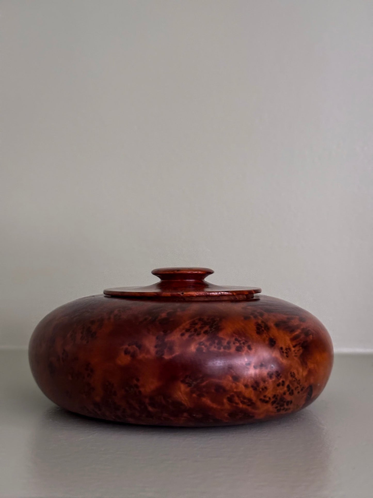 Vintage Thuya Burr Wood Lidded Pot