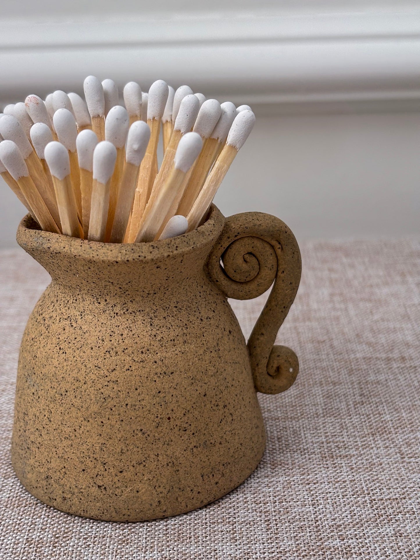 Studio Pottery Mini Matchstick Jug with Swirl Handle