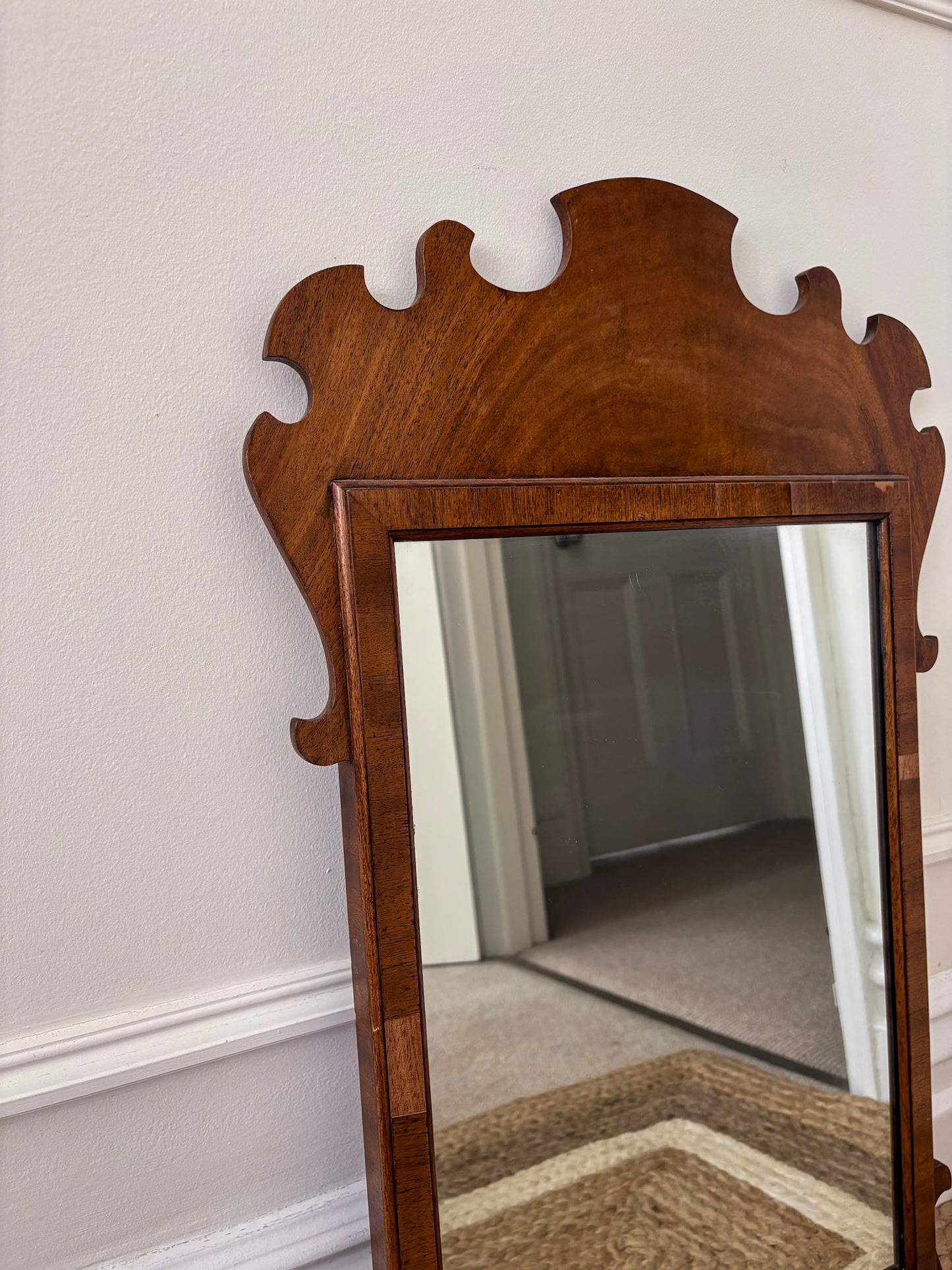 Reprodux Chippendale Revival Mirror | English Walnut Veneer Wall Mirror