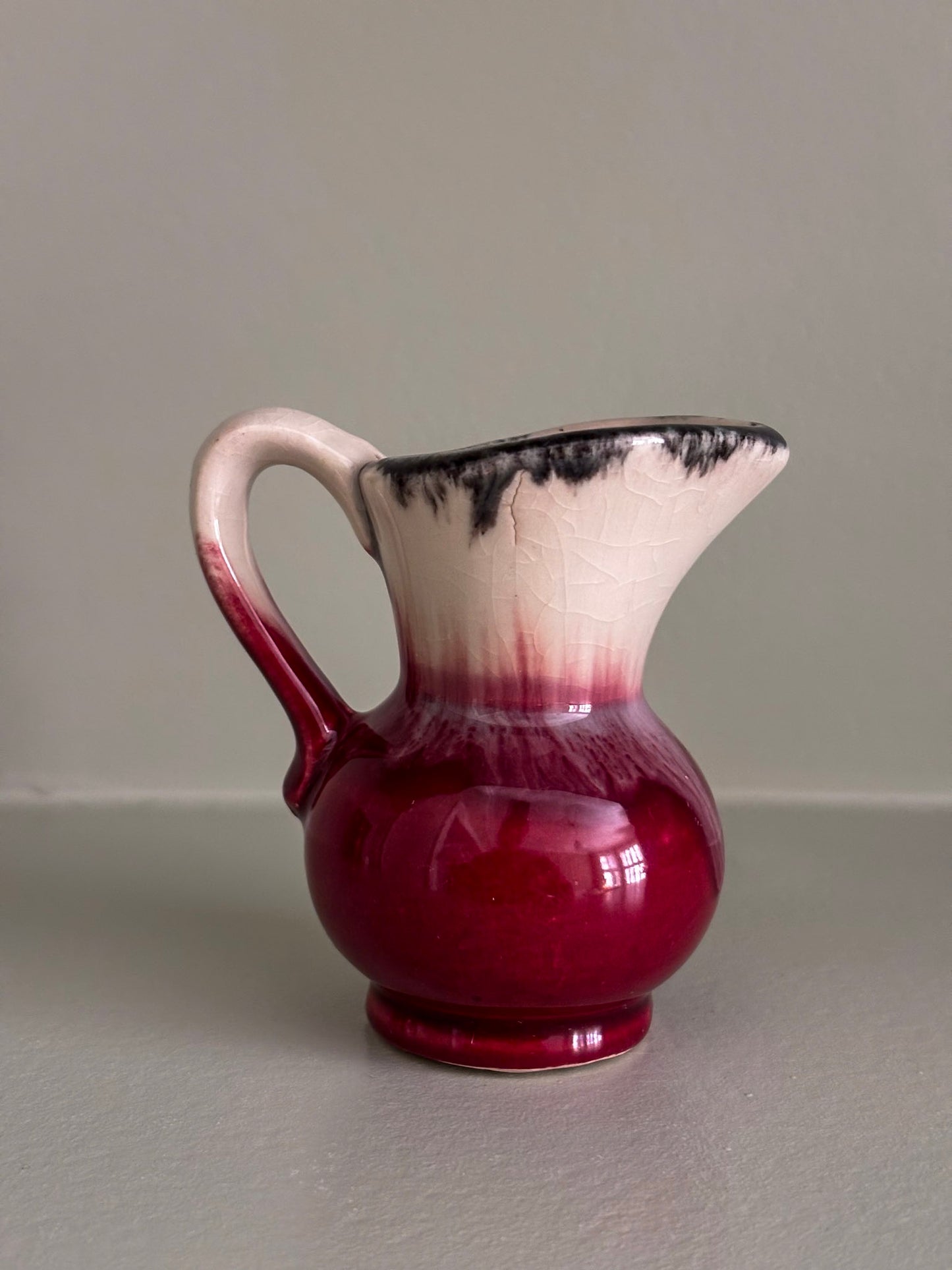 West German Drip-Glaze Ceramic Vessel Matchstick Holder