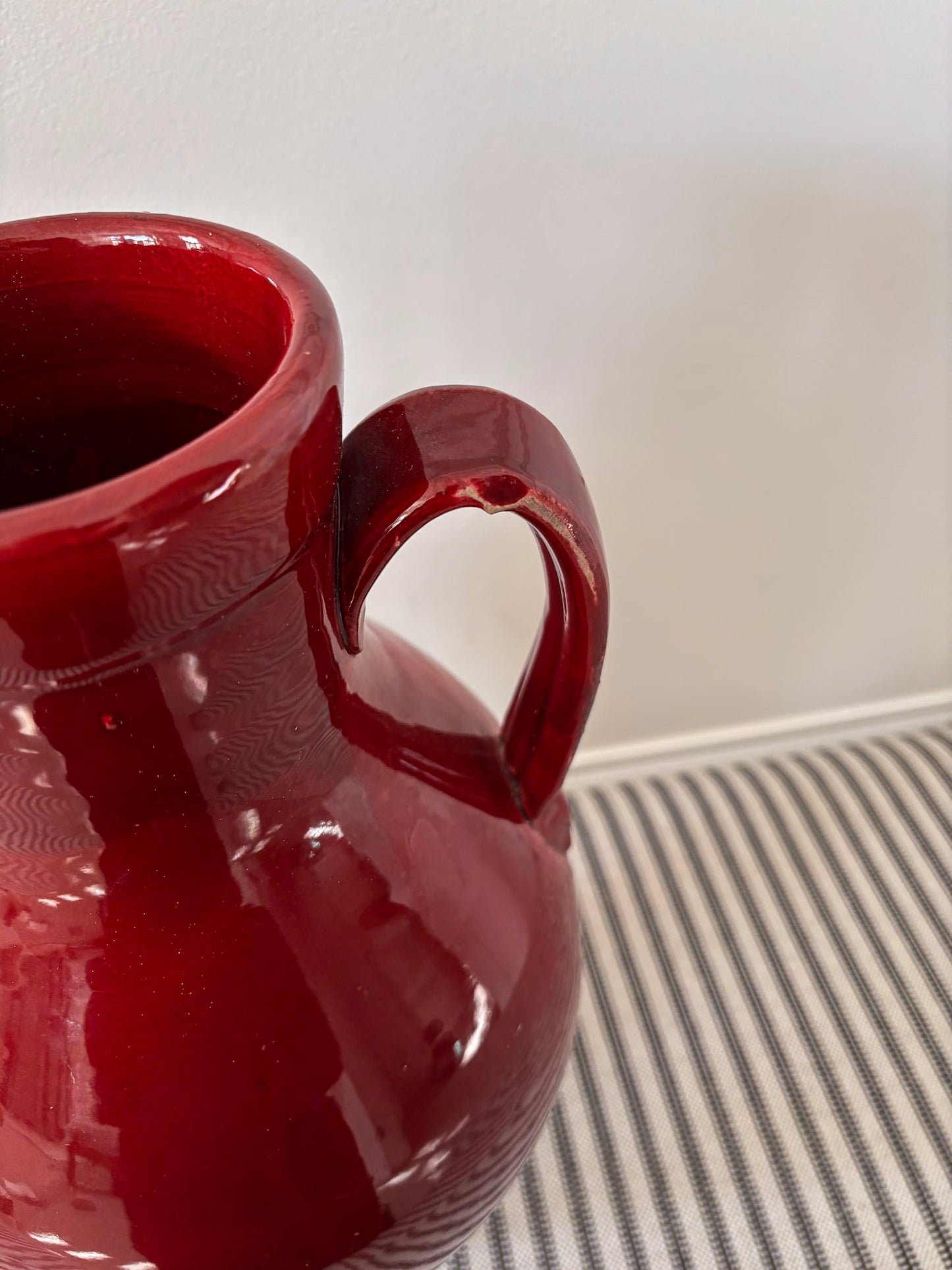 Nicola Fasano Red Glazed Dual-Handle Large Vase – Italian Studio Pottery Accent Piece