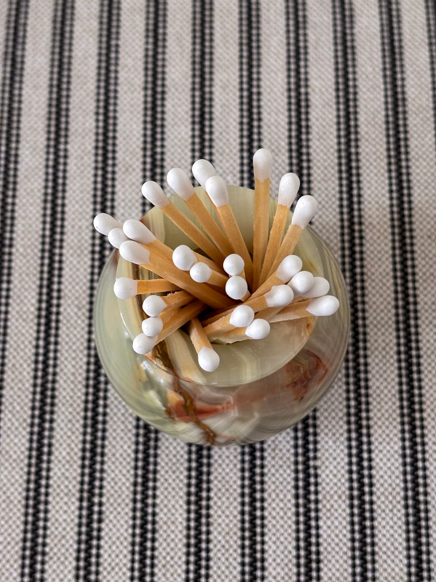 Onyx Stone Matchstick Holder – Natural Marble Veined Accessory