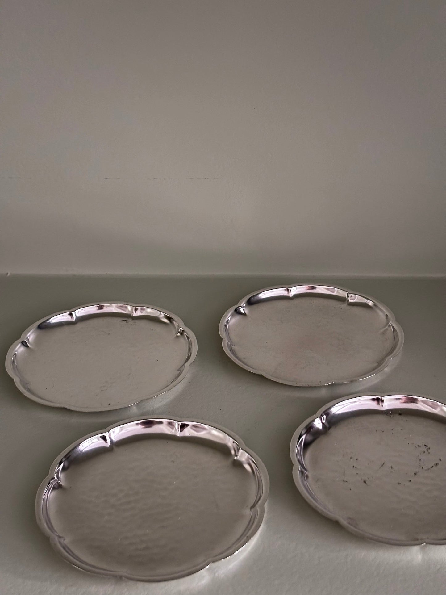 Silver-Plated Scalloped Edge Coasters - Set of Four