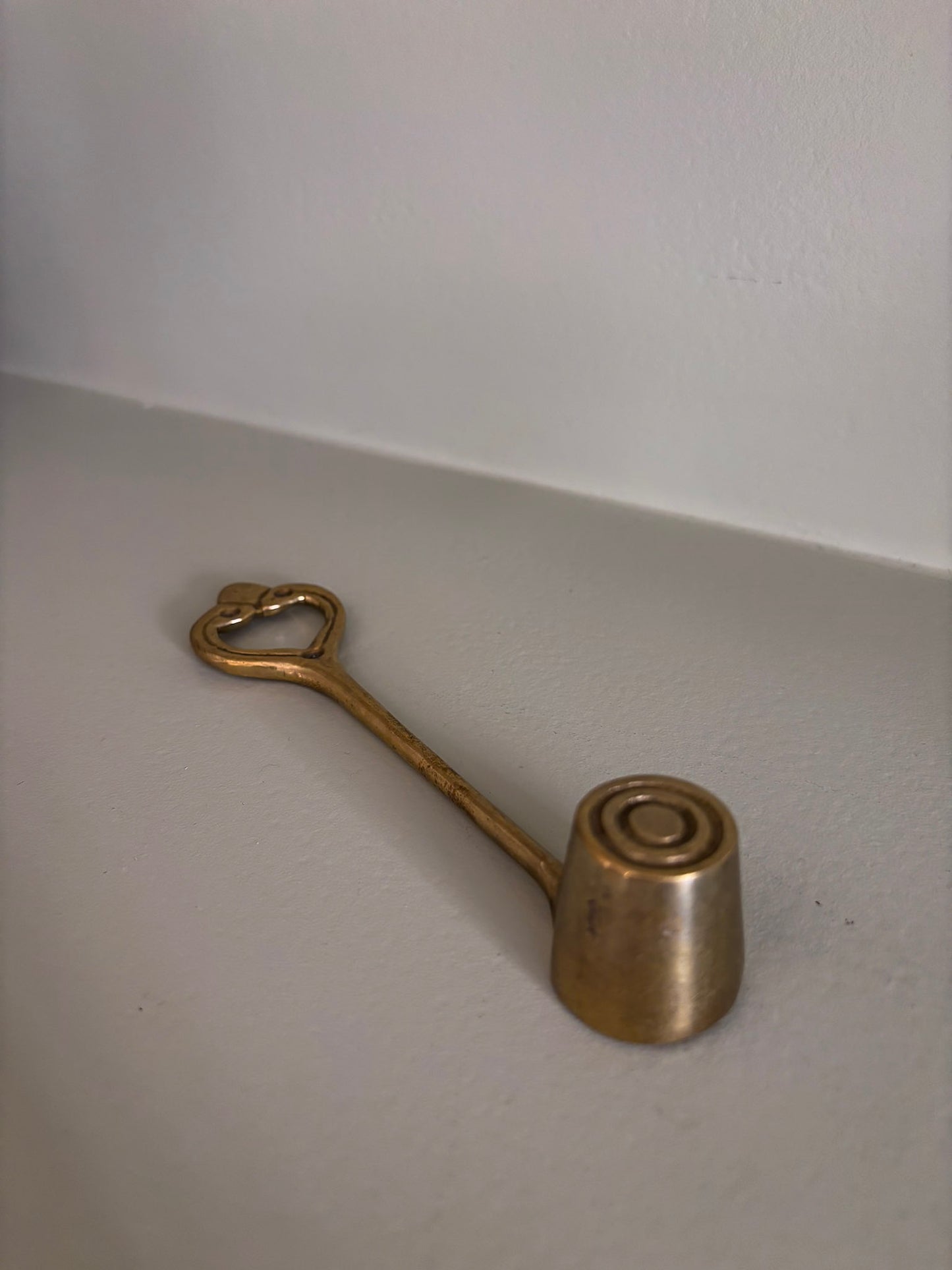 Brass Candle Snuffer with Sculpted Ring Handle