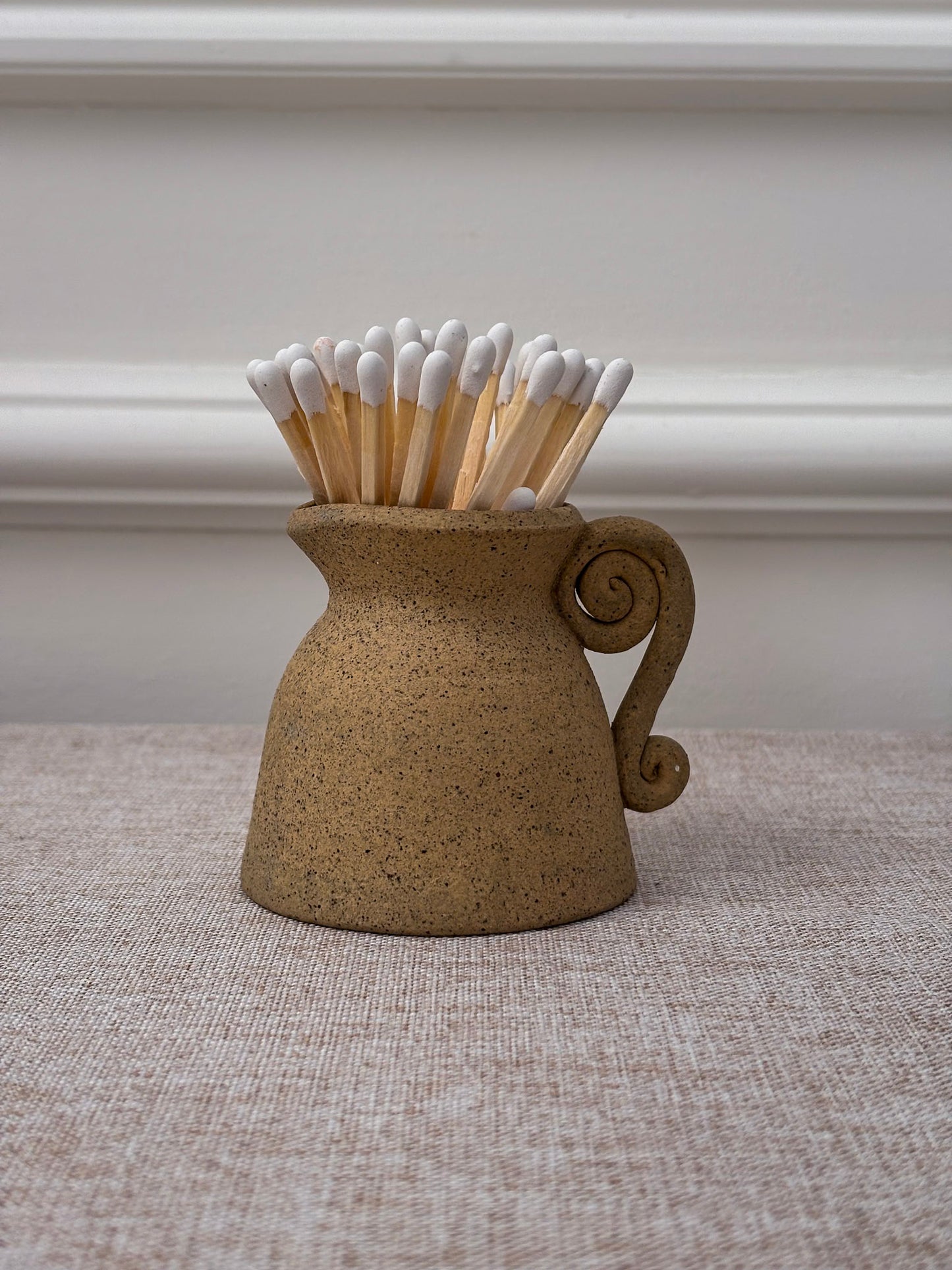 Studio Pottery Mini Matchstick Jug with Swirl Handle