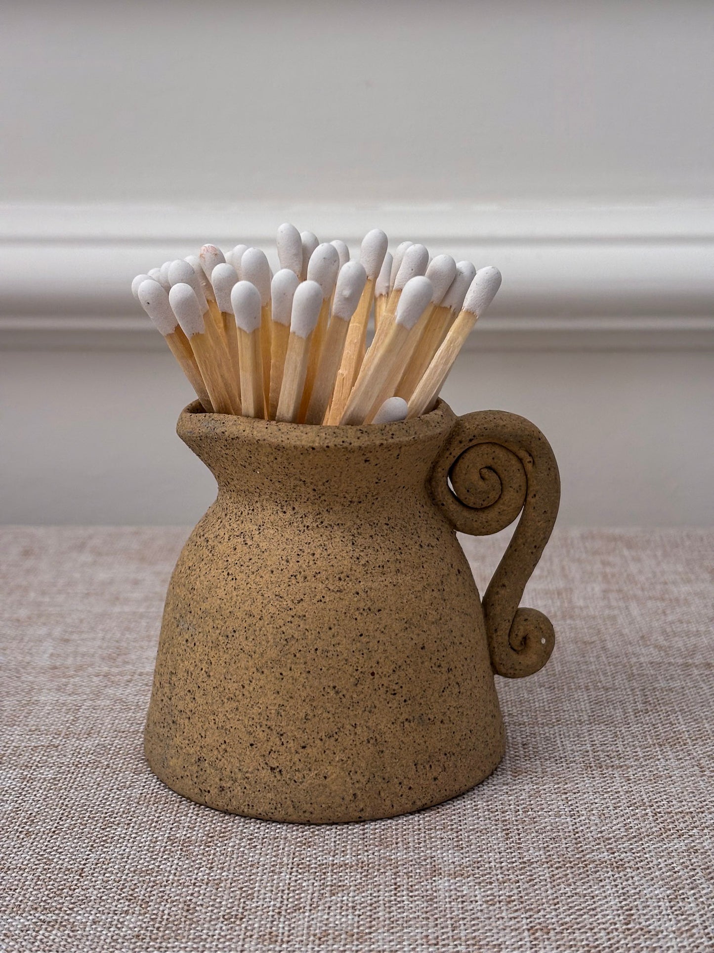 Studio Pottery Mini Matchstick Jug with Swirl Handle