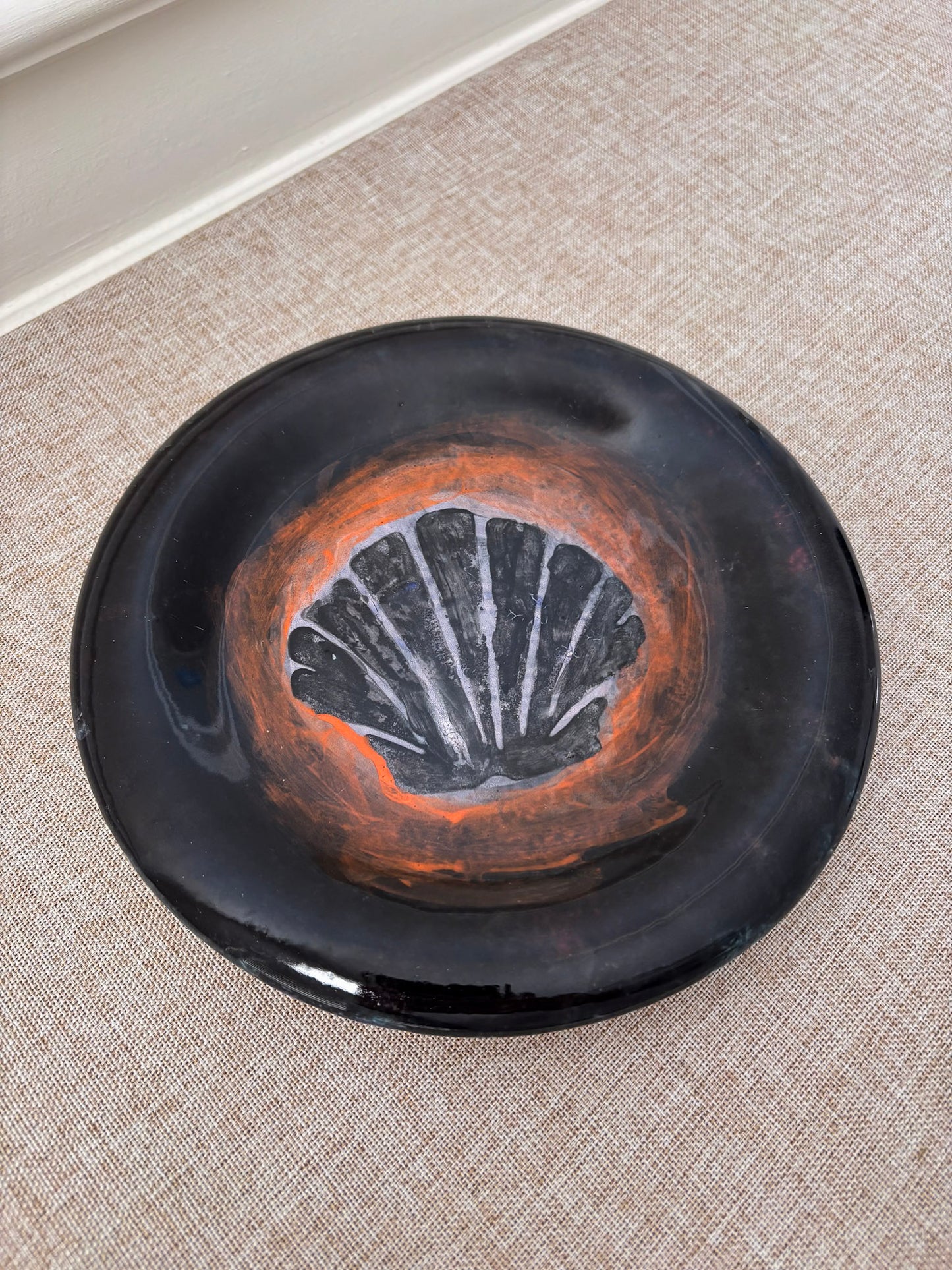 Studio Pottery Shell Plate, Hand-Painted Decorative Dish