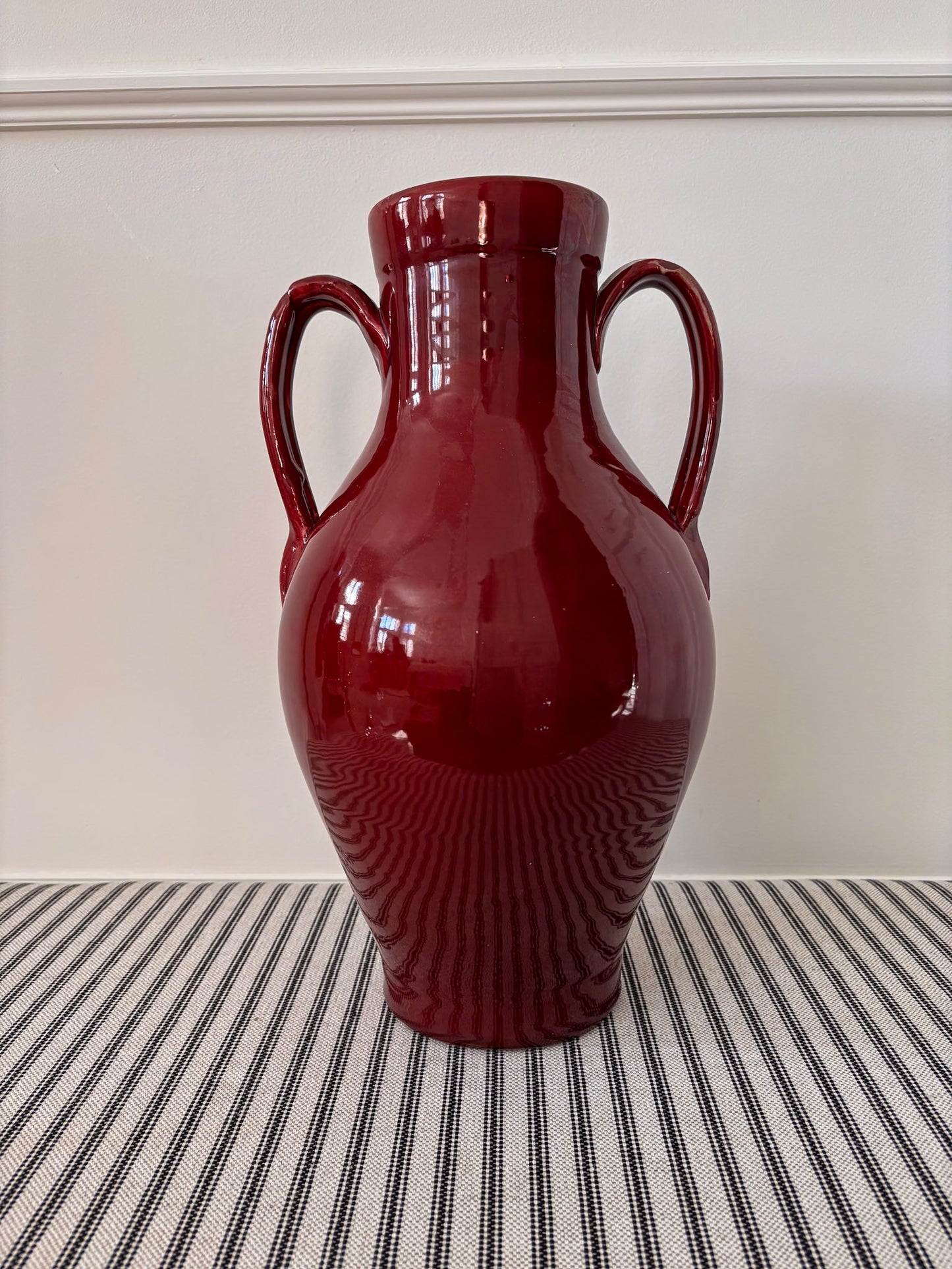 Nicola Fasano Red Glazed Dual-Handle Large Vase – Italian Studio Pottery Accent Piece