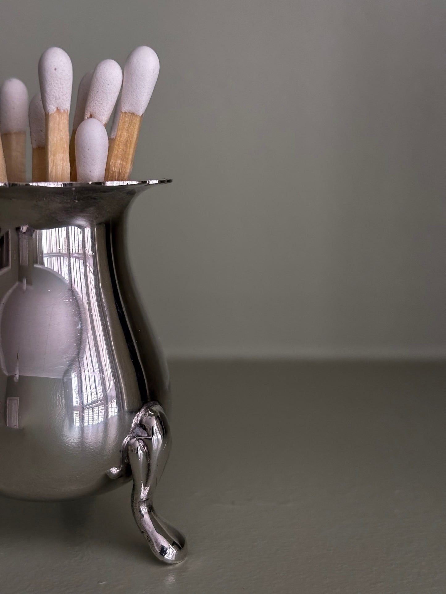 Silver-Plated Footed Vessel Matchstick Holder