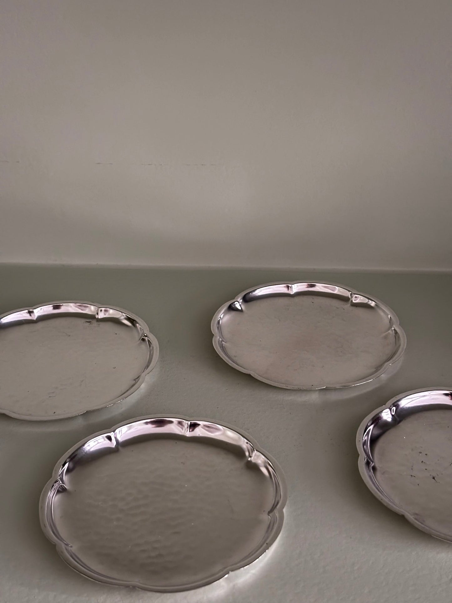 Silver-Plated Scalloped Edge Coasters - Set of Four
